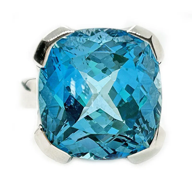 Nila Square Swiss Blue Topaz Ring