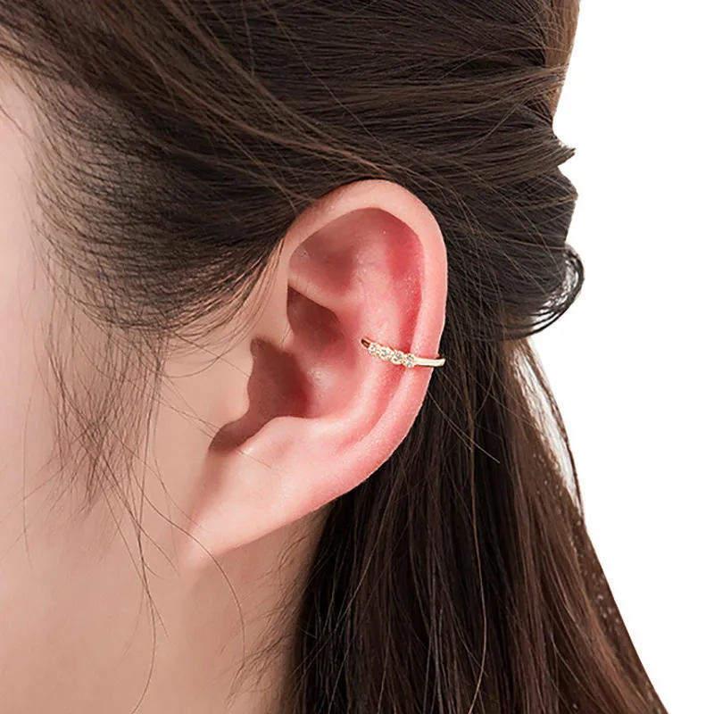 One Line CZ Ear Cuff - Gold