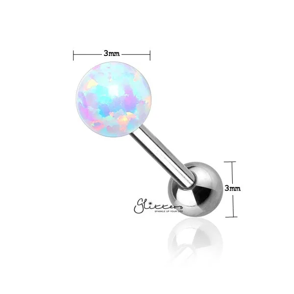 Opal Ball Top with Surgical Steel Tragus Barbell-White