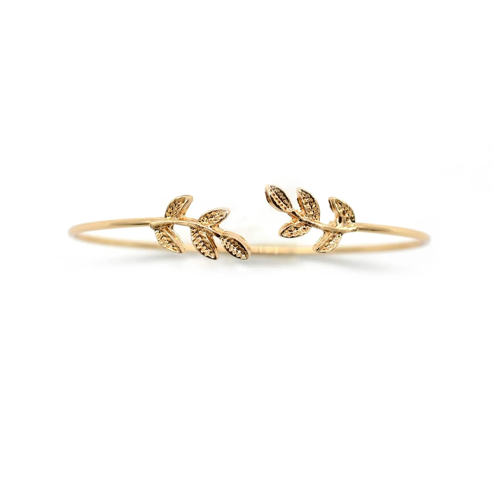 Open Cuff Leaves Gold Bracelet