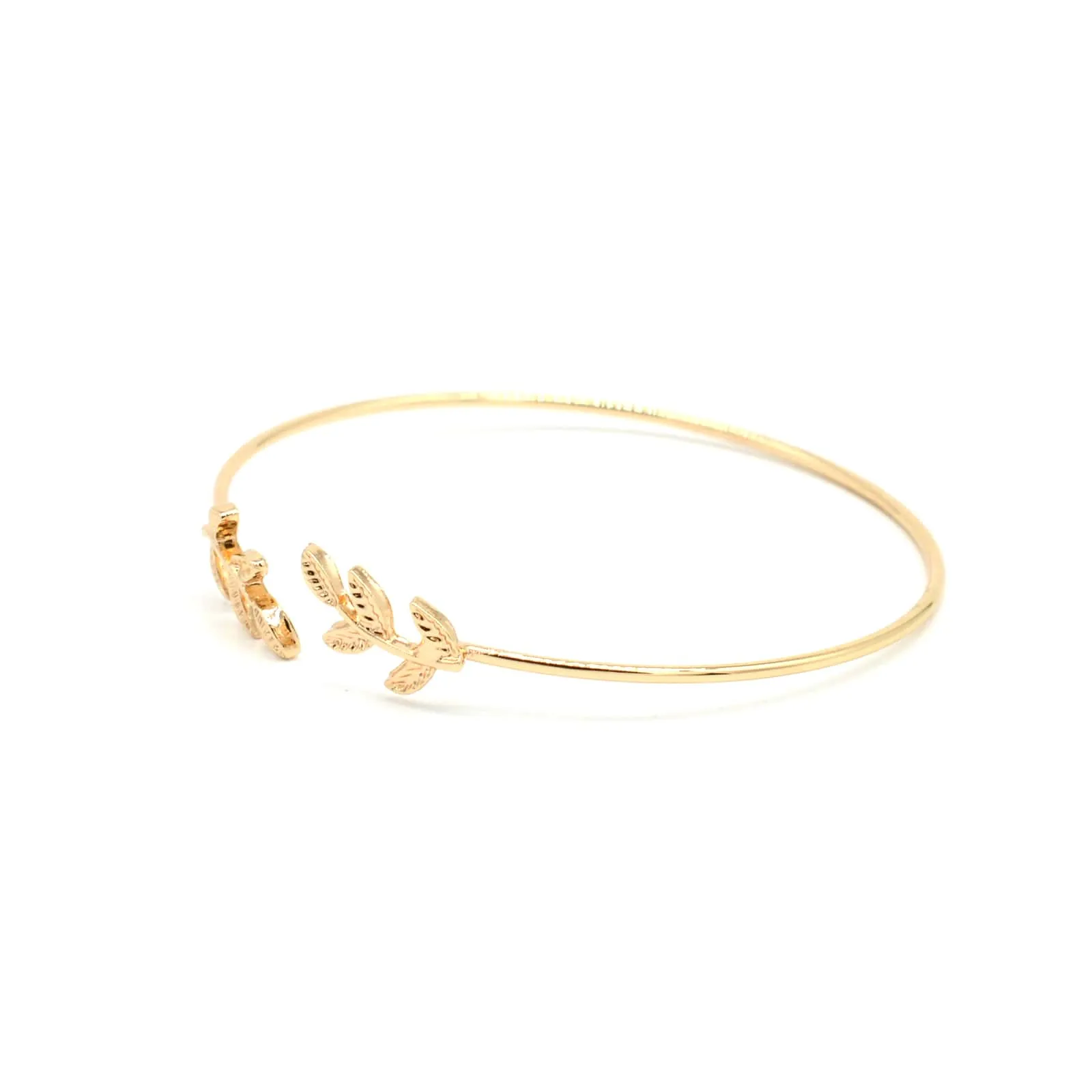 Open Cuff Leaves Gold Bracelet