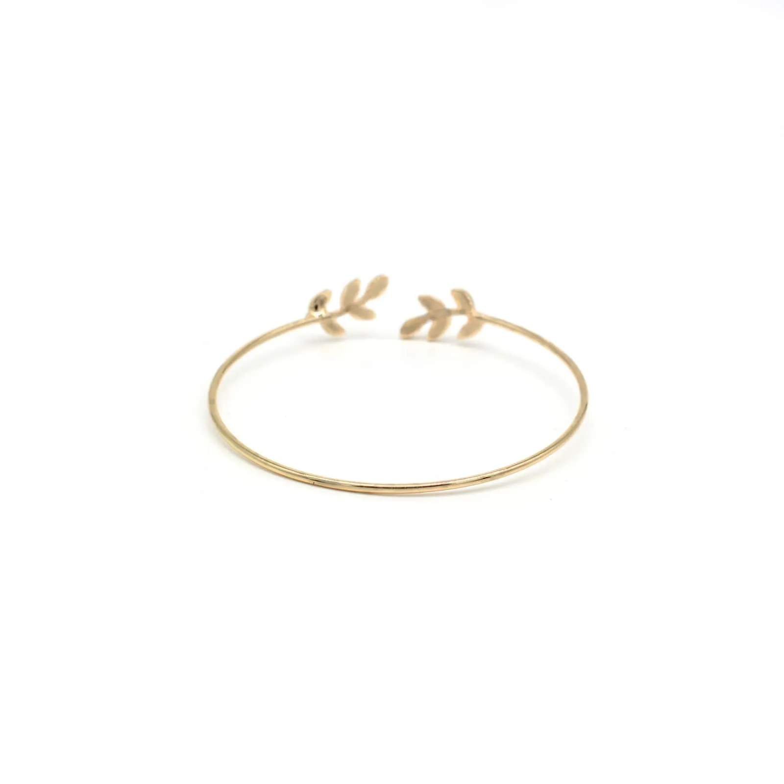 Open Cuff Leaves Gold Bracelet