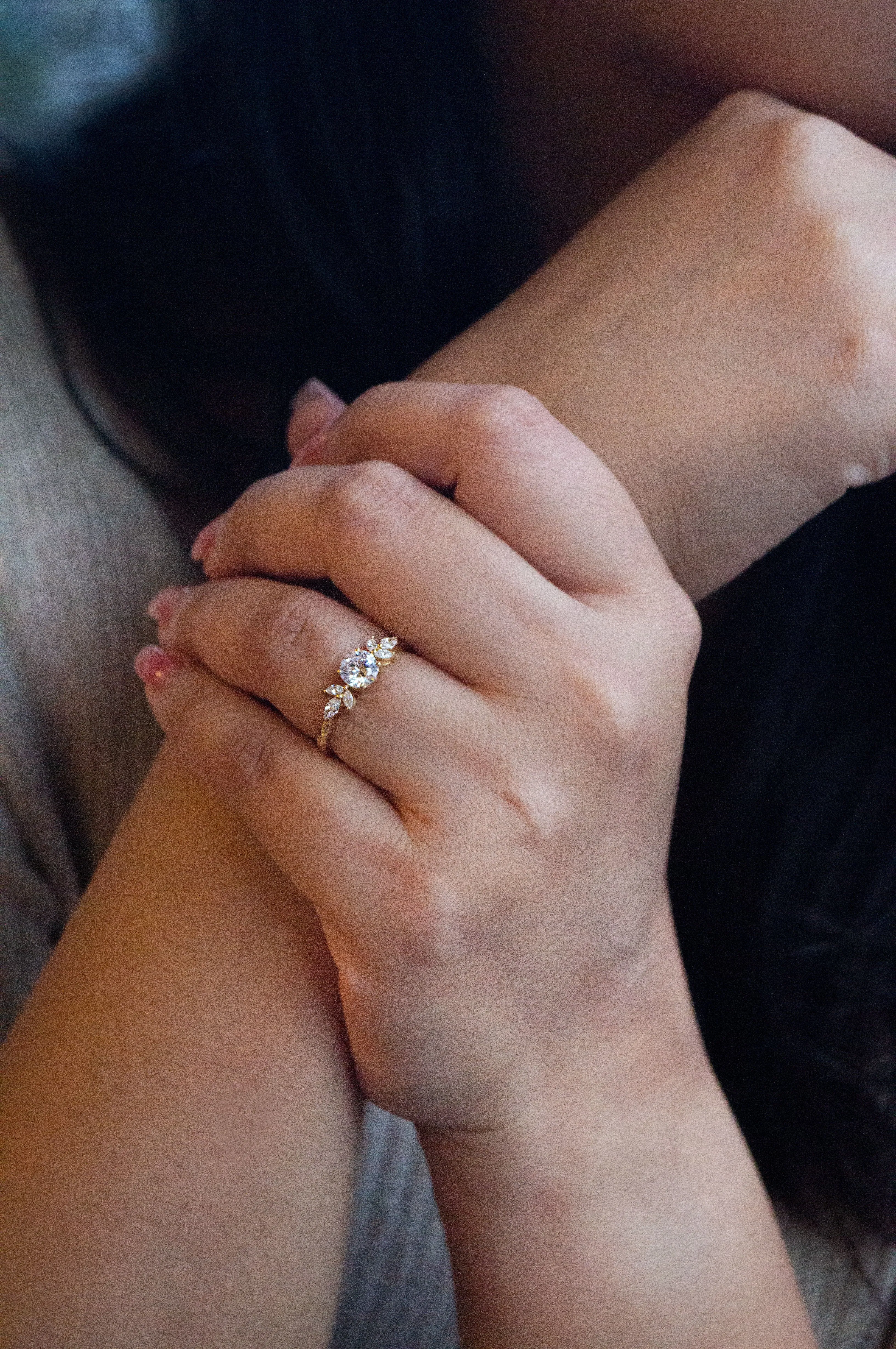 Ornate Solitaire Rose Gold Plated Sterling Silver Adjustable Ring