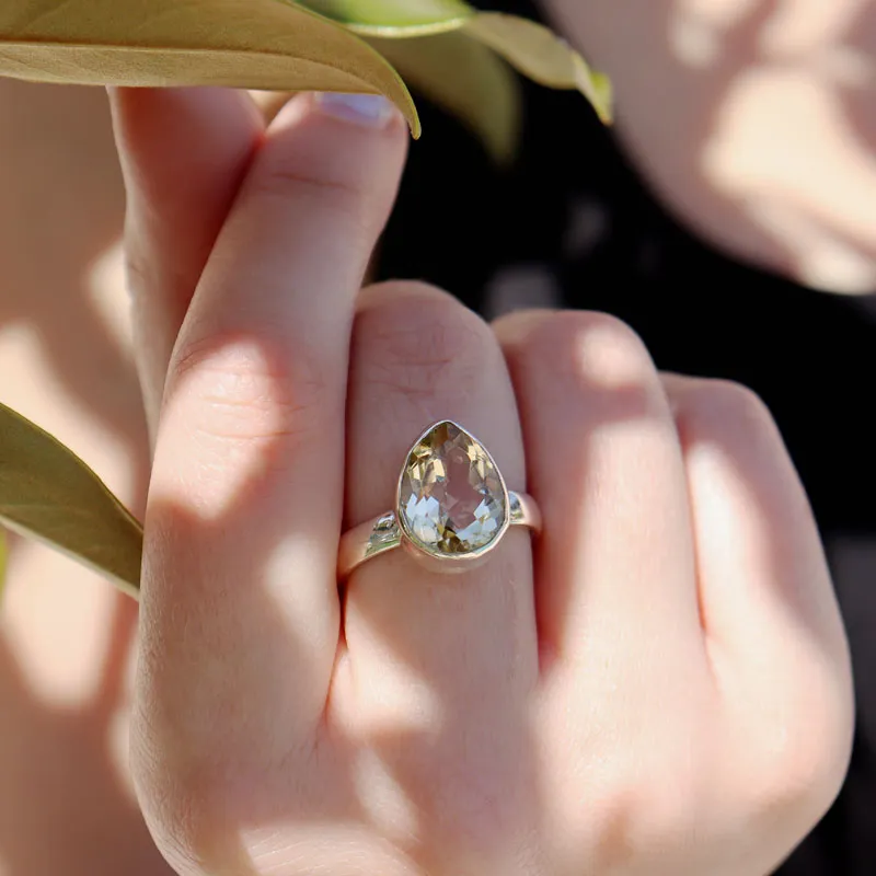 Osirios Lemon Quartz Teardrop Ring