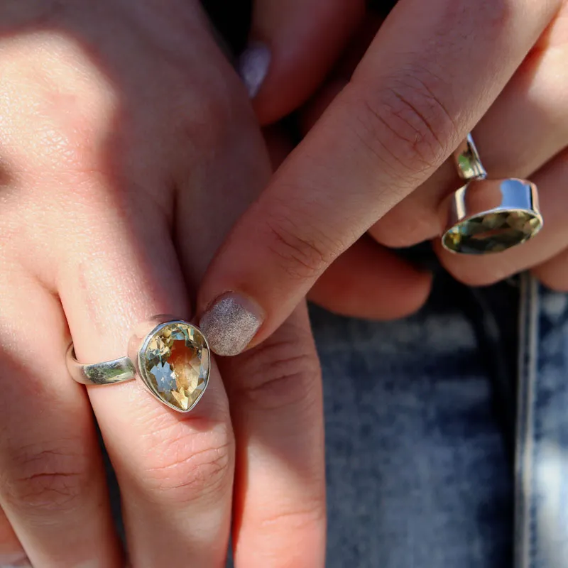 Osirios Lemon Quartz Teardrop Ring