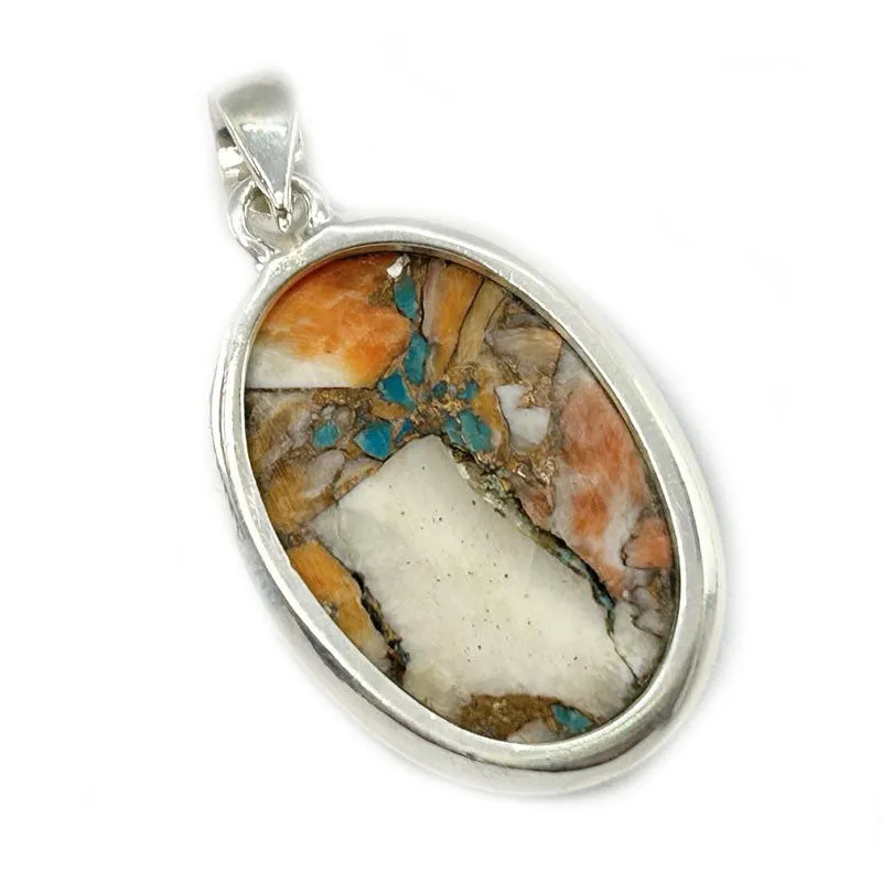 Oyster Turquoise Oval Boho Pendant