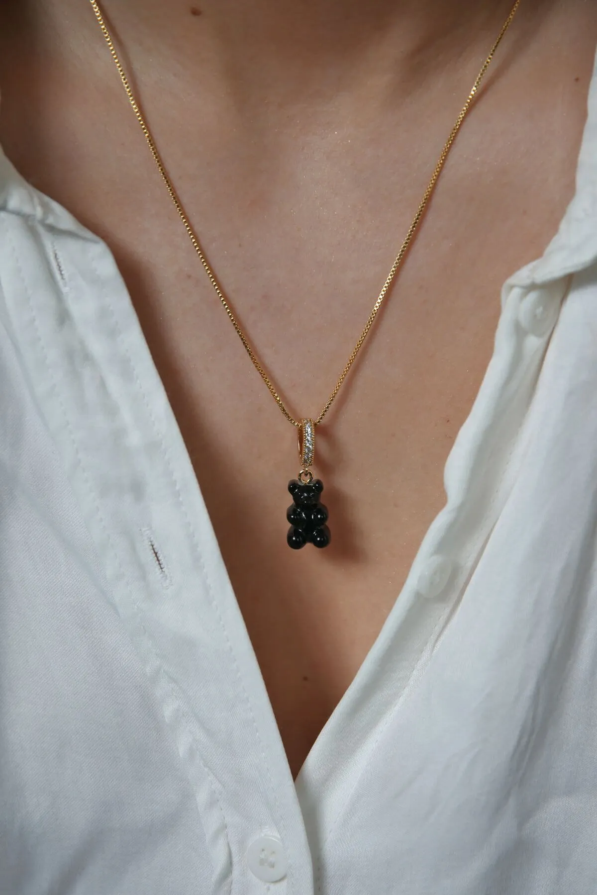 Pave Nostalgia Bear Pendant | Black