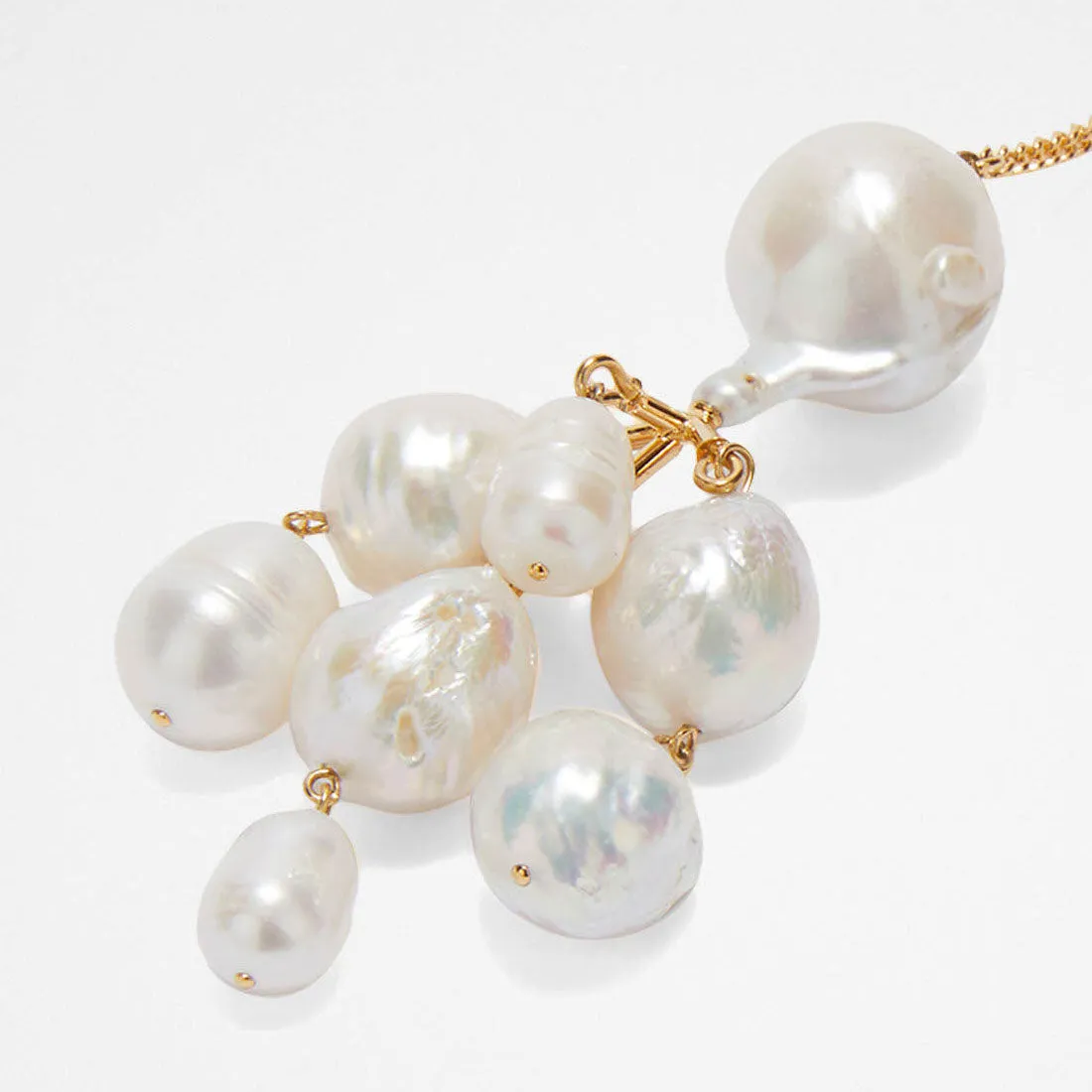 Pearl Cluster Necklace, Gold