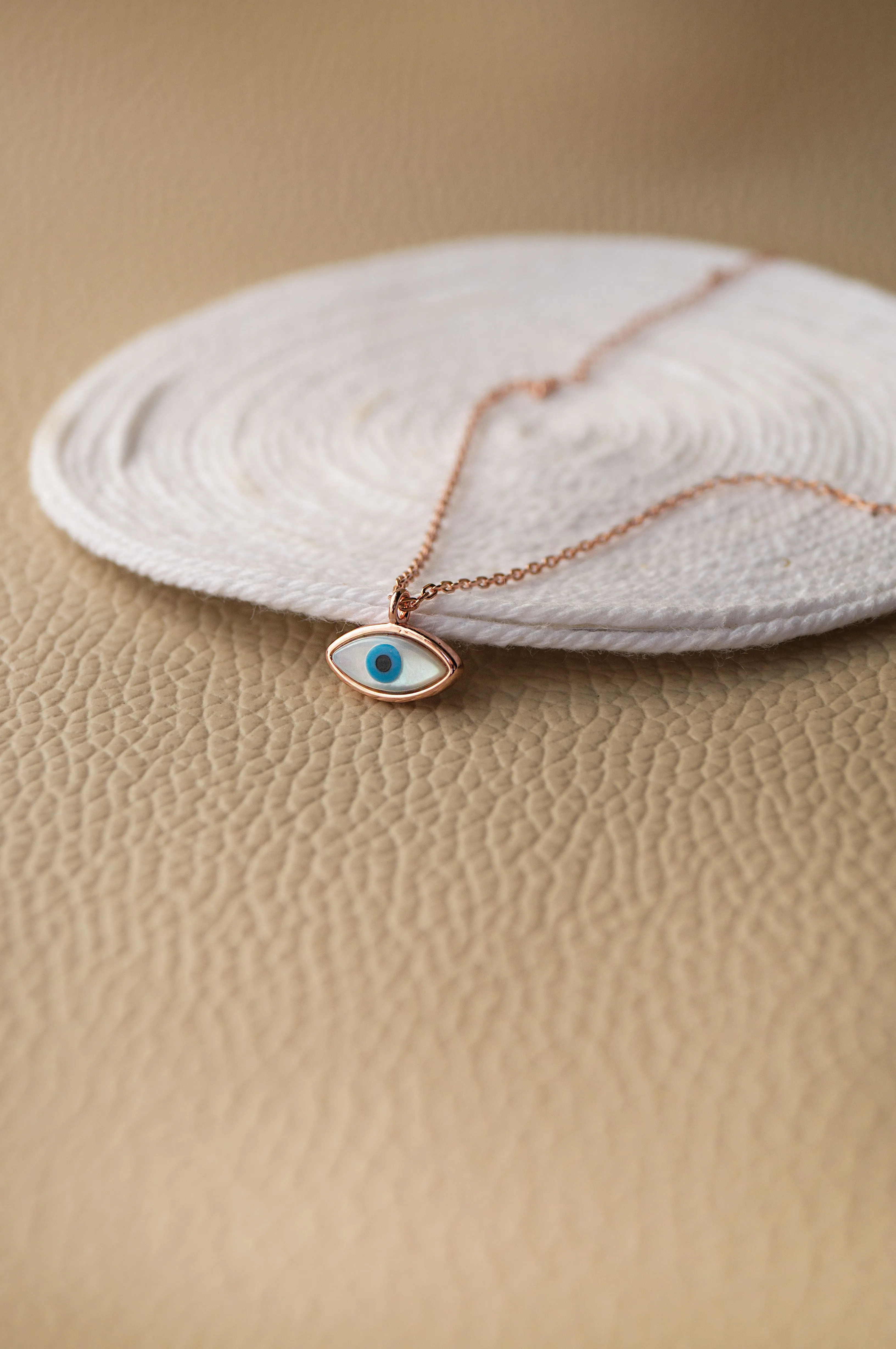 Petite Dainty Evil Eye Rose Gold Plated Sterling Silver Chain Necklace