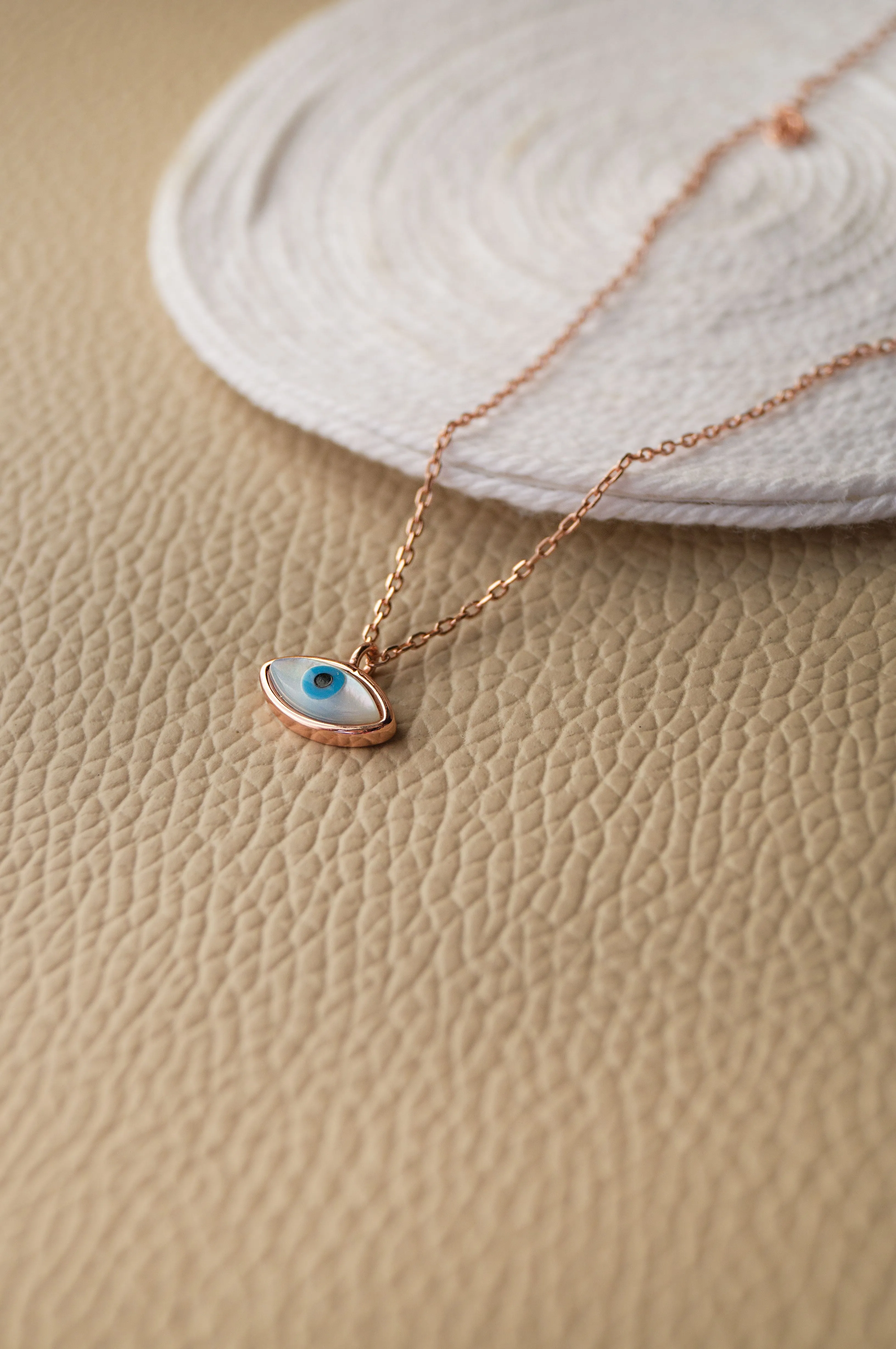 Petite Dainty Evil Eye Rose Gold Plated Sterling Silver Chain Necklace