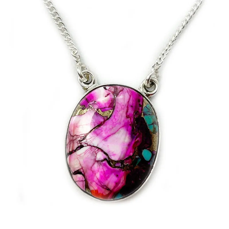 Pink Dahlia Turquoise Pendant