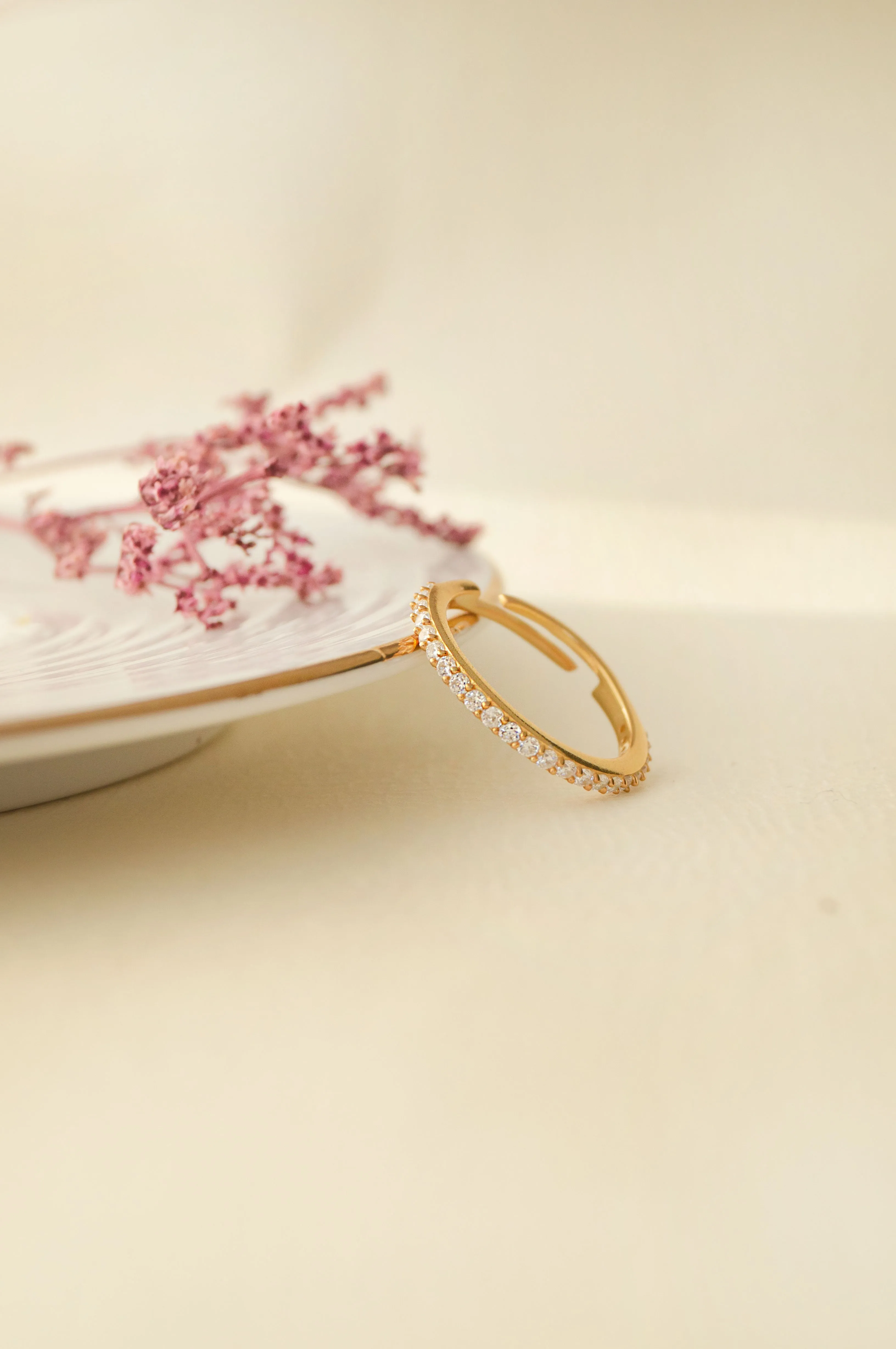 Pretty Eternity Gold Plated Sterling Silver Adjustable Ring