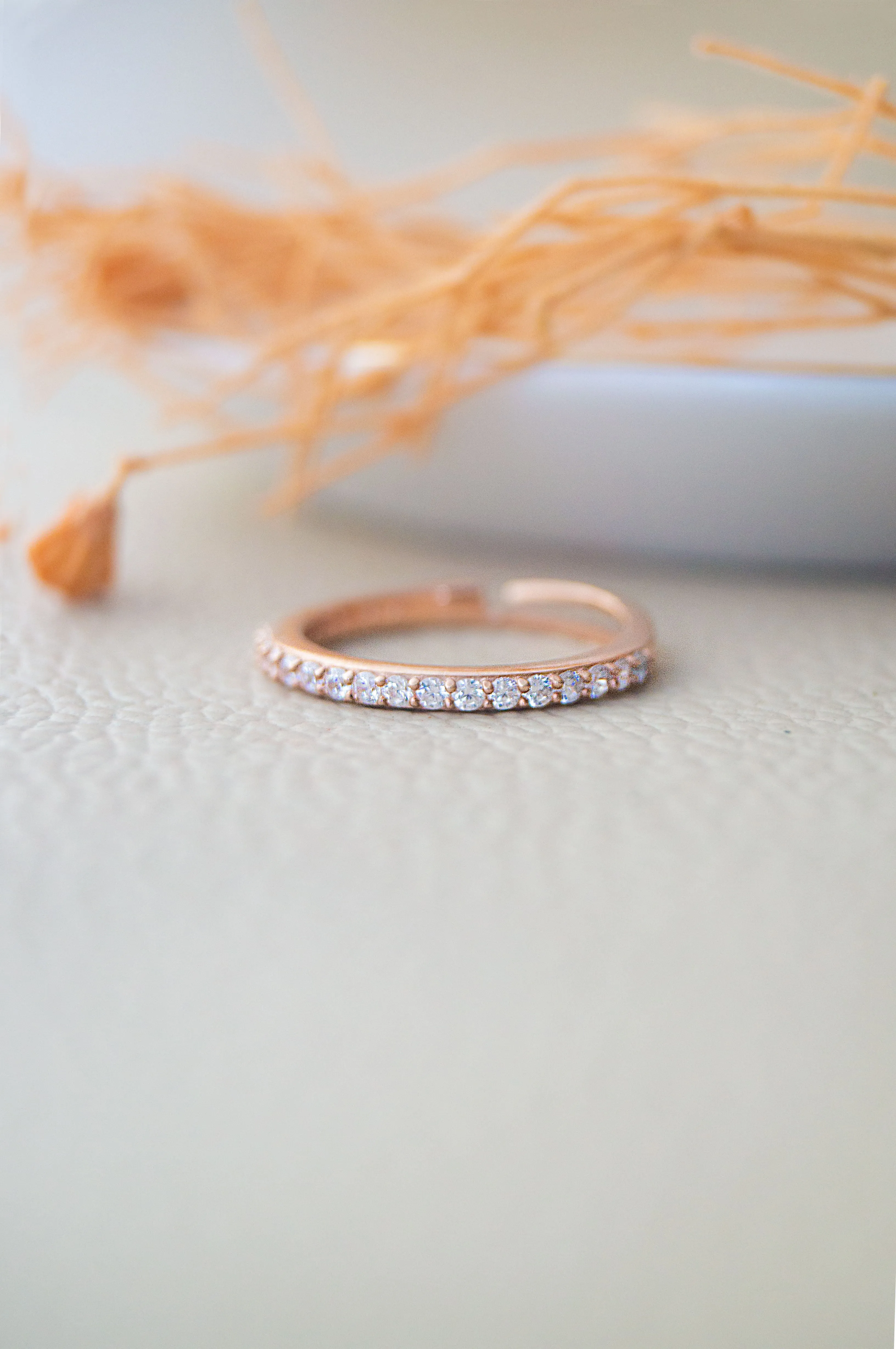 Pretty Eternity Rose Gold Plated Sterling Silver Adjustable Ring