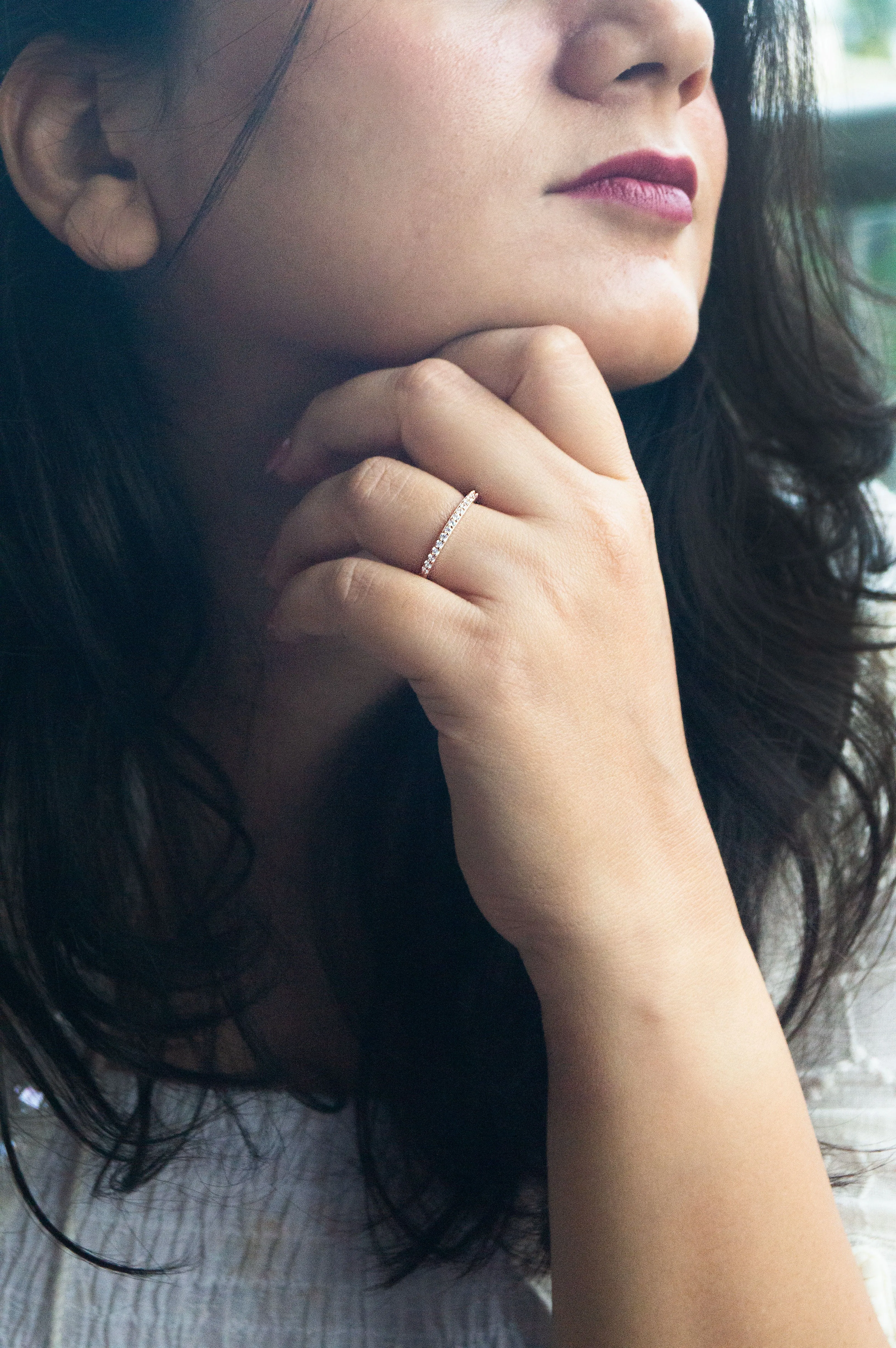 Pretty Eternity Rose Gold Plated Sterling Silver Adjustable Ring