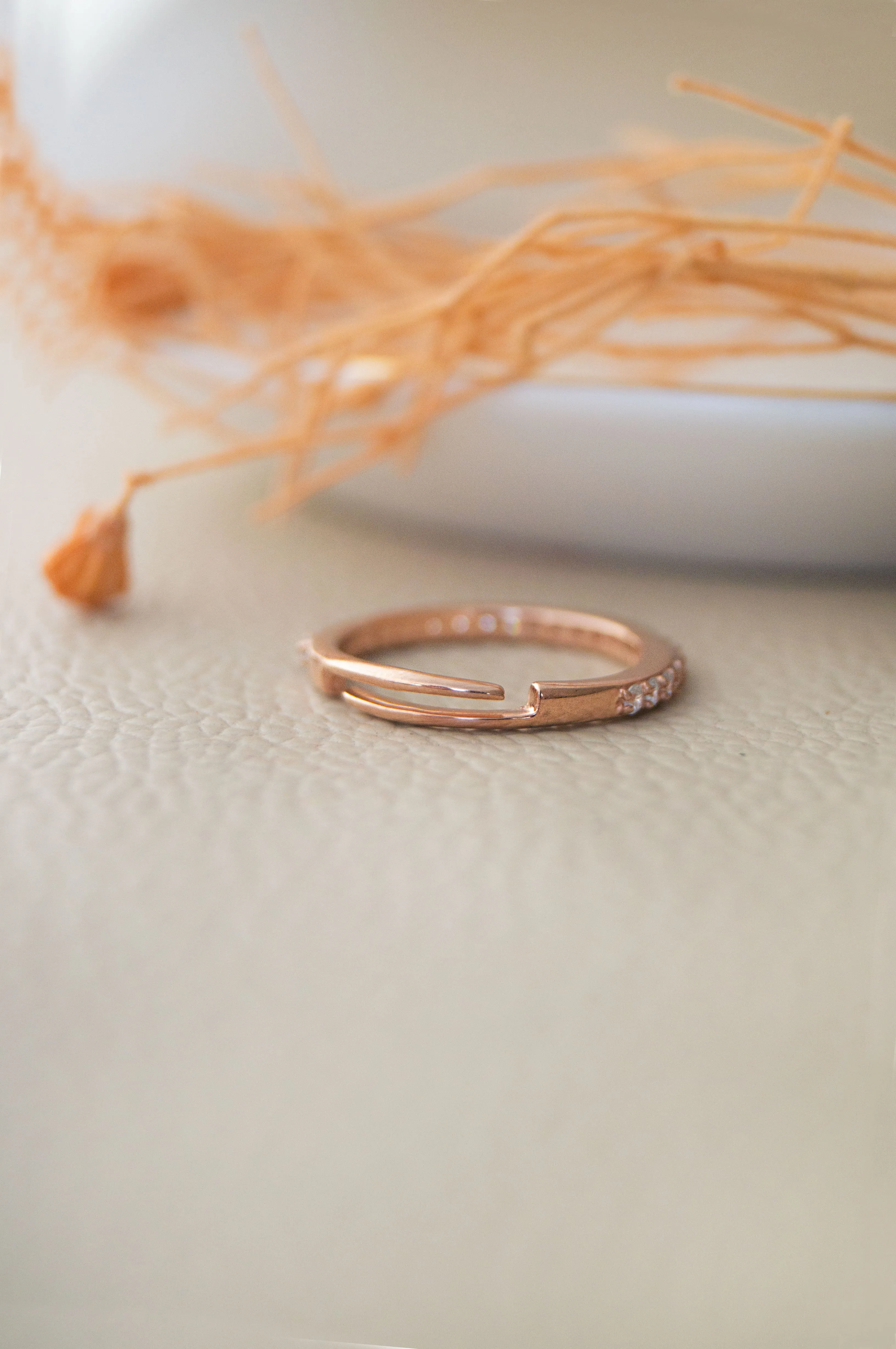 Pretty Eternity Rose Gold Plated Sterling Silver Adjustable Ring