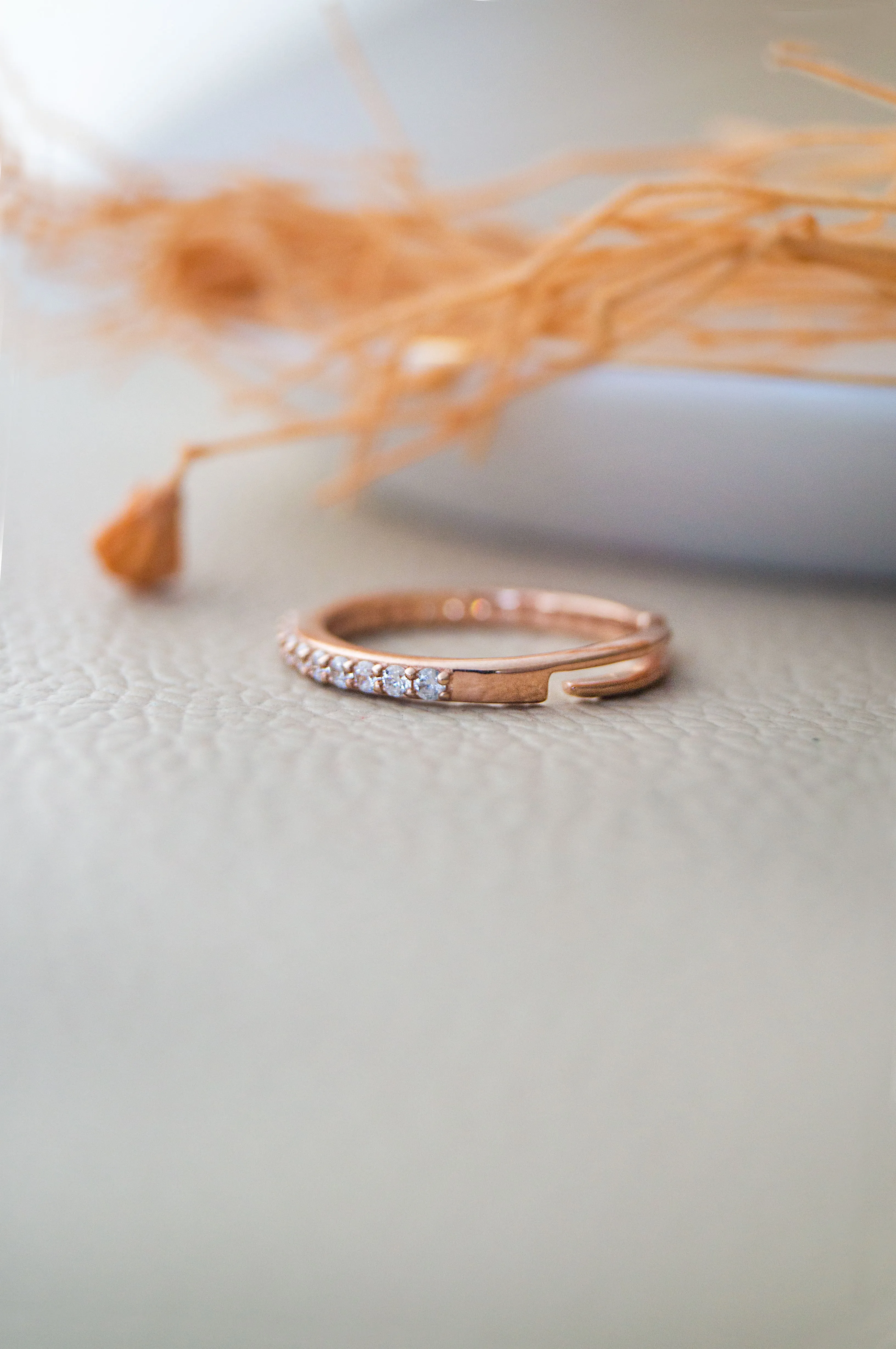 Pretty Eternity Rose Gold Plated Sterling Silver Adjustable Ring