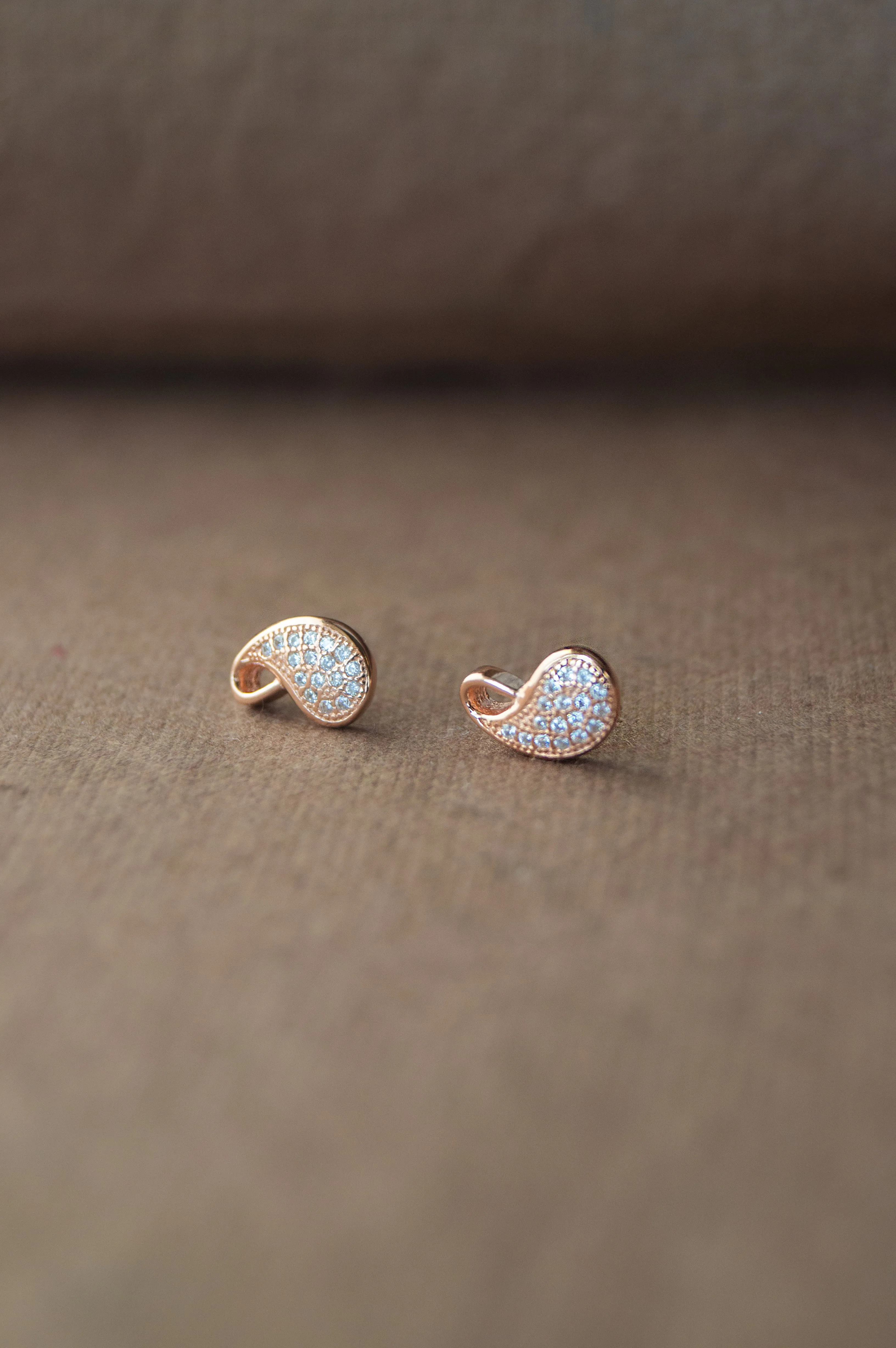 Pretty Paisley Rose Gold  Plated Sterling Silver Earrings