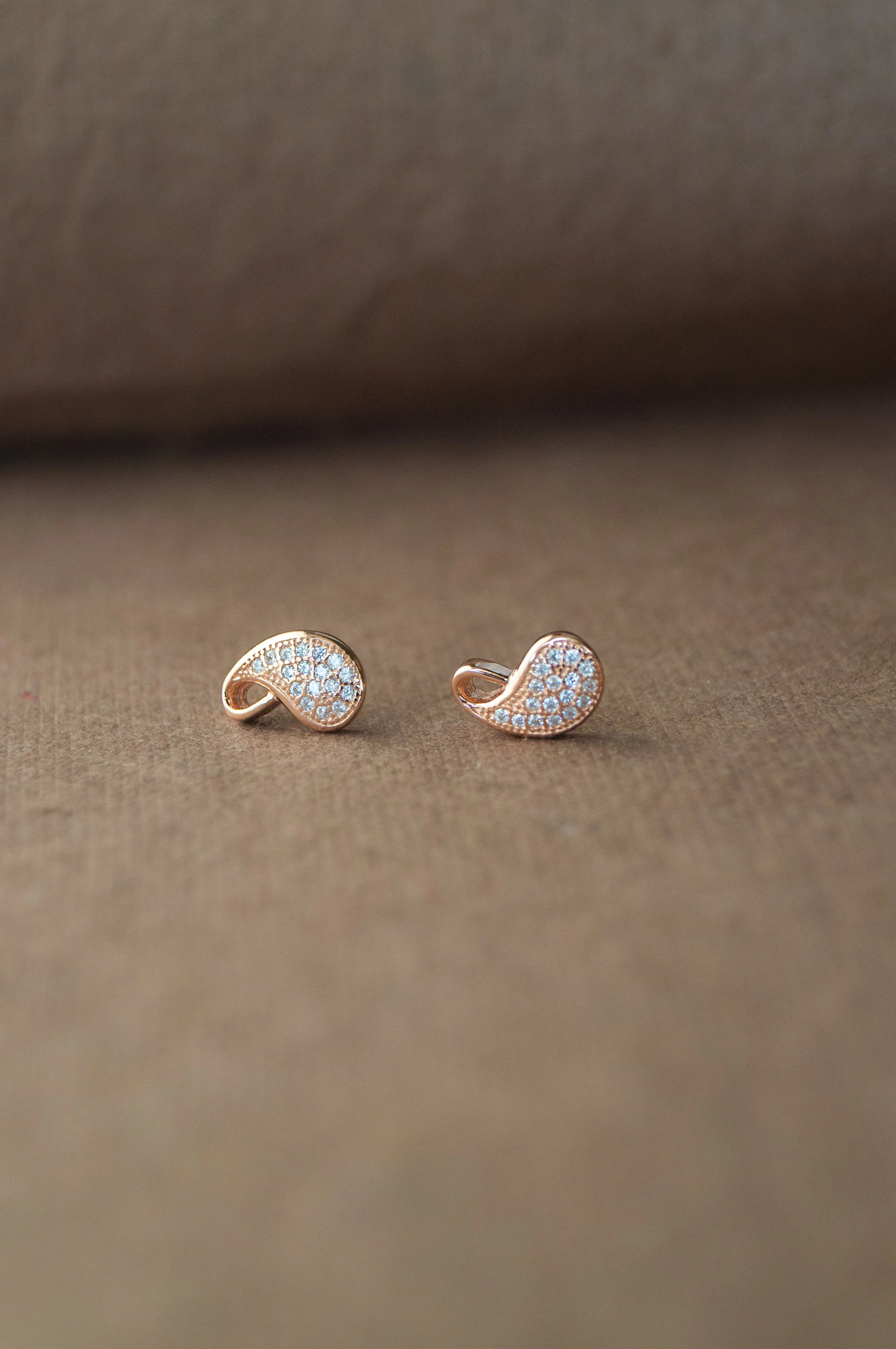 Pretty Paisley Rose Gold  Plated Sterling Silver Earrings