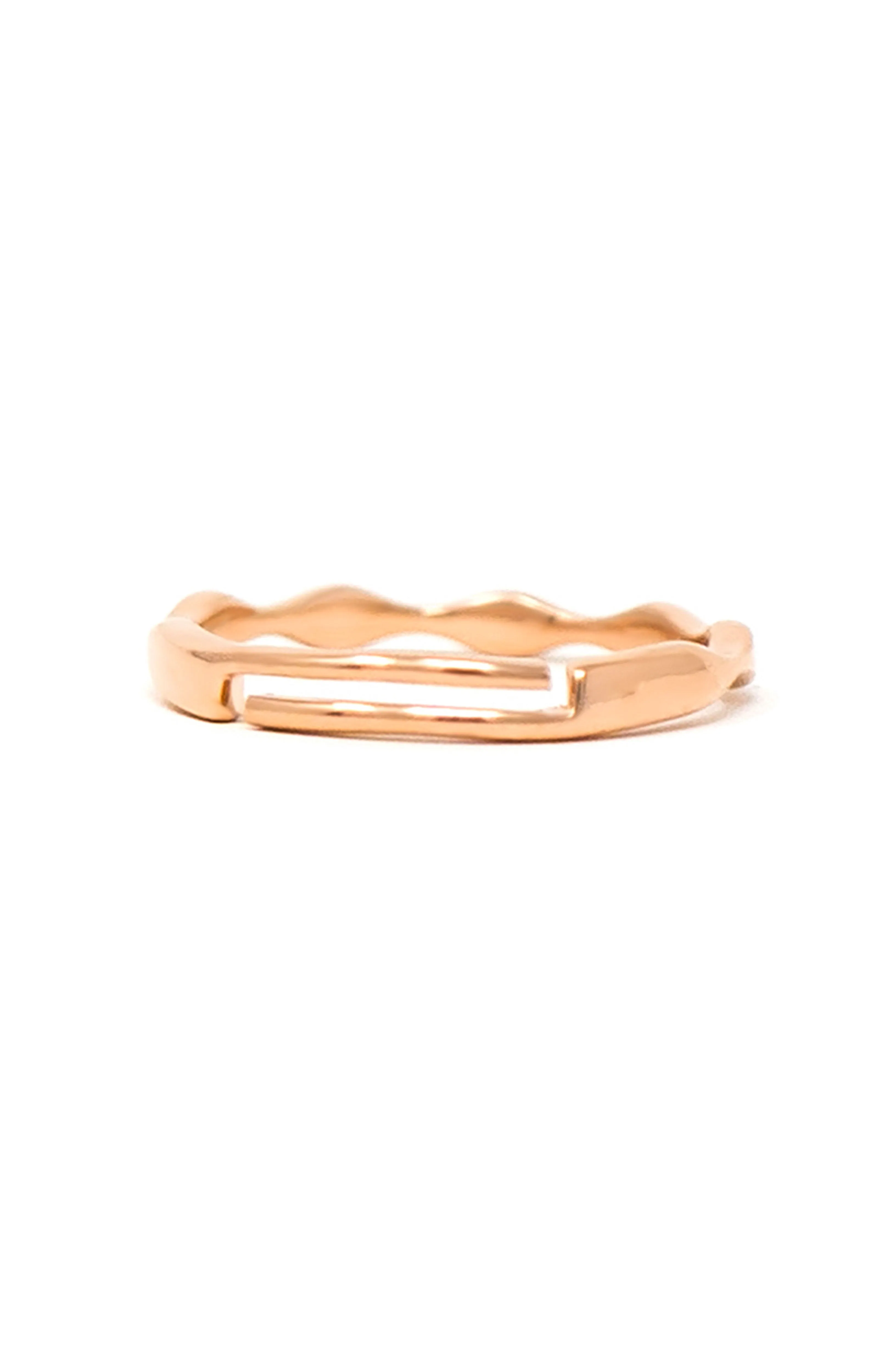 Pretty Wave Gold Plated Sterling Silver Adjustable Ring