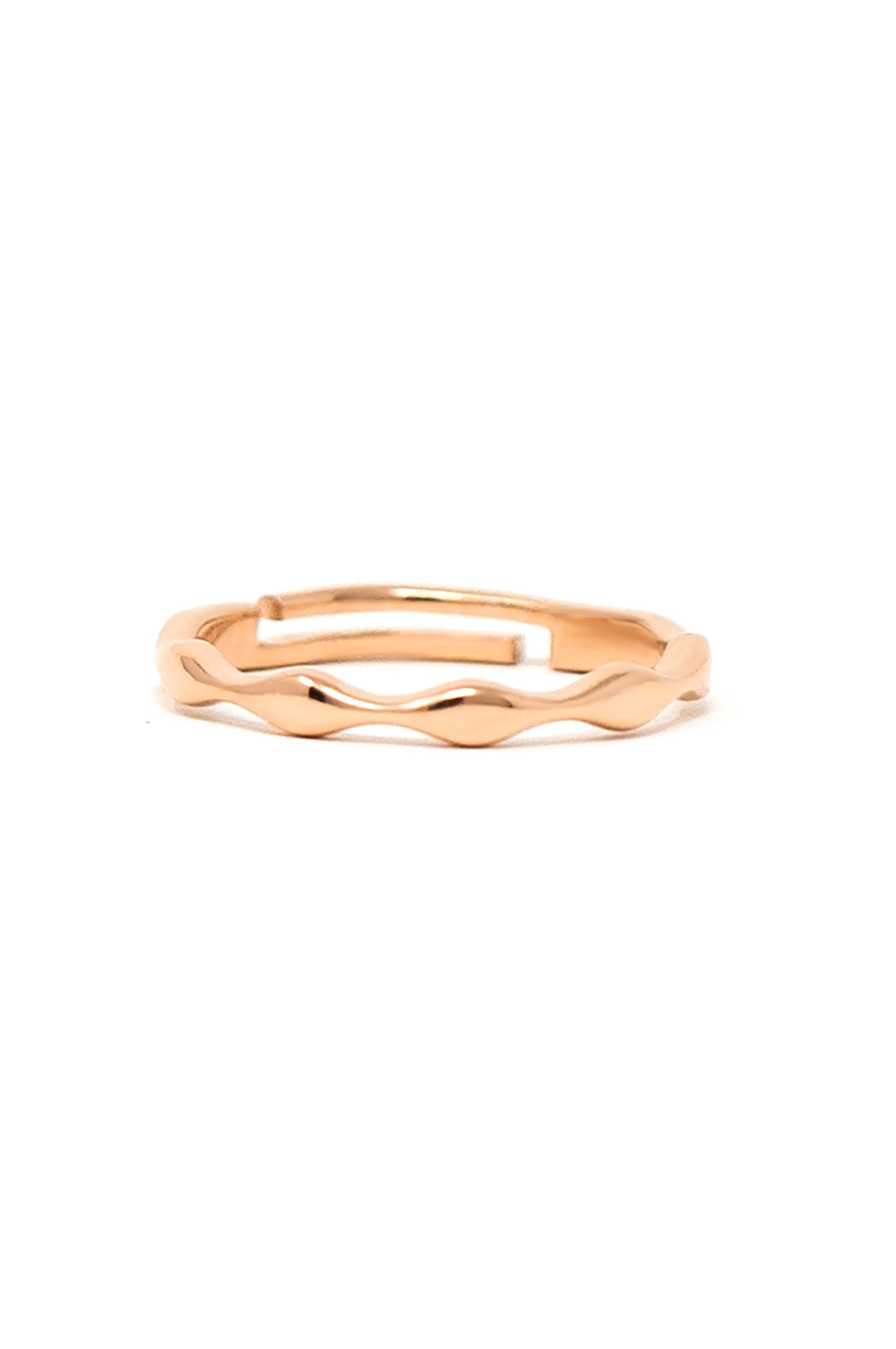 Pretty Wave Gold Plated Sterling Silver Adjustable Ring