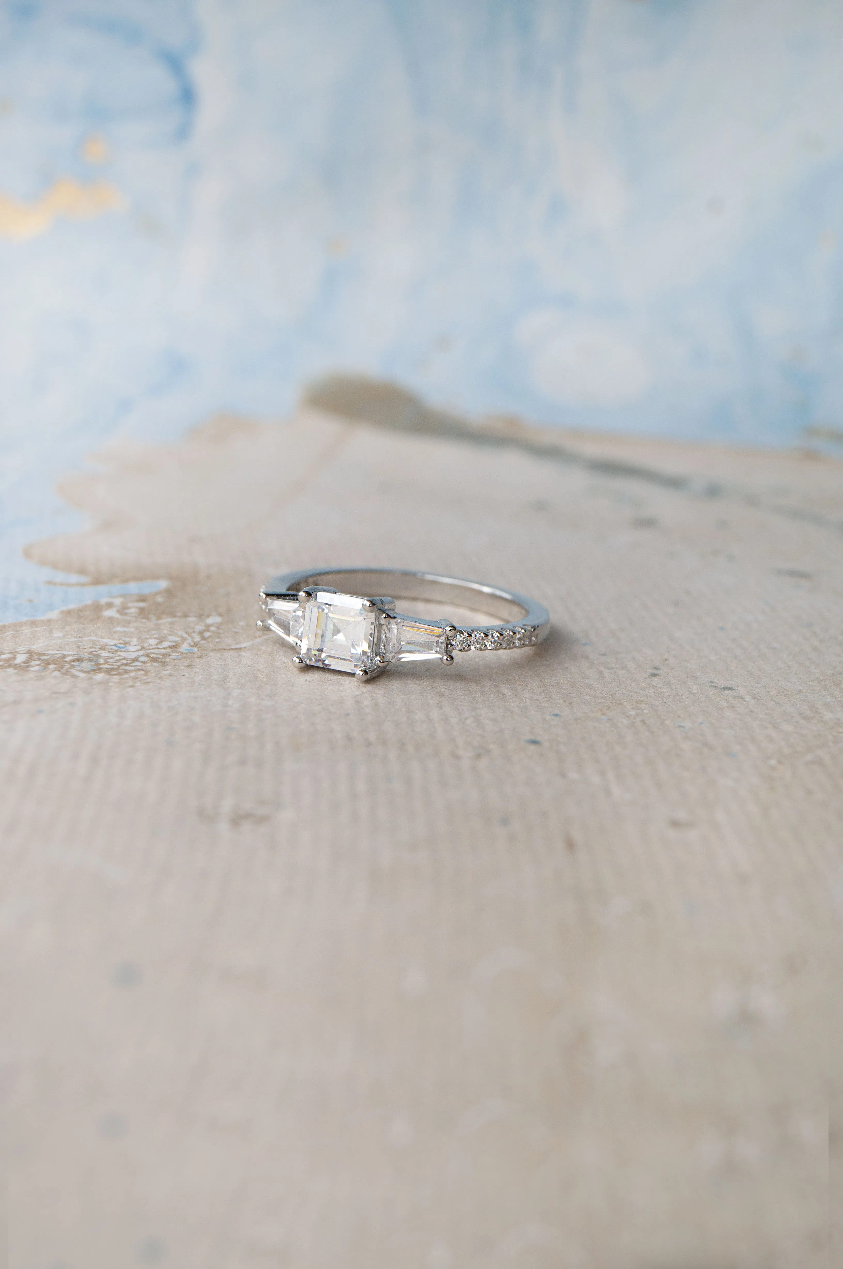 Princess Solitaire Sterling Silver Ring