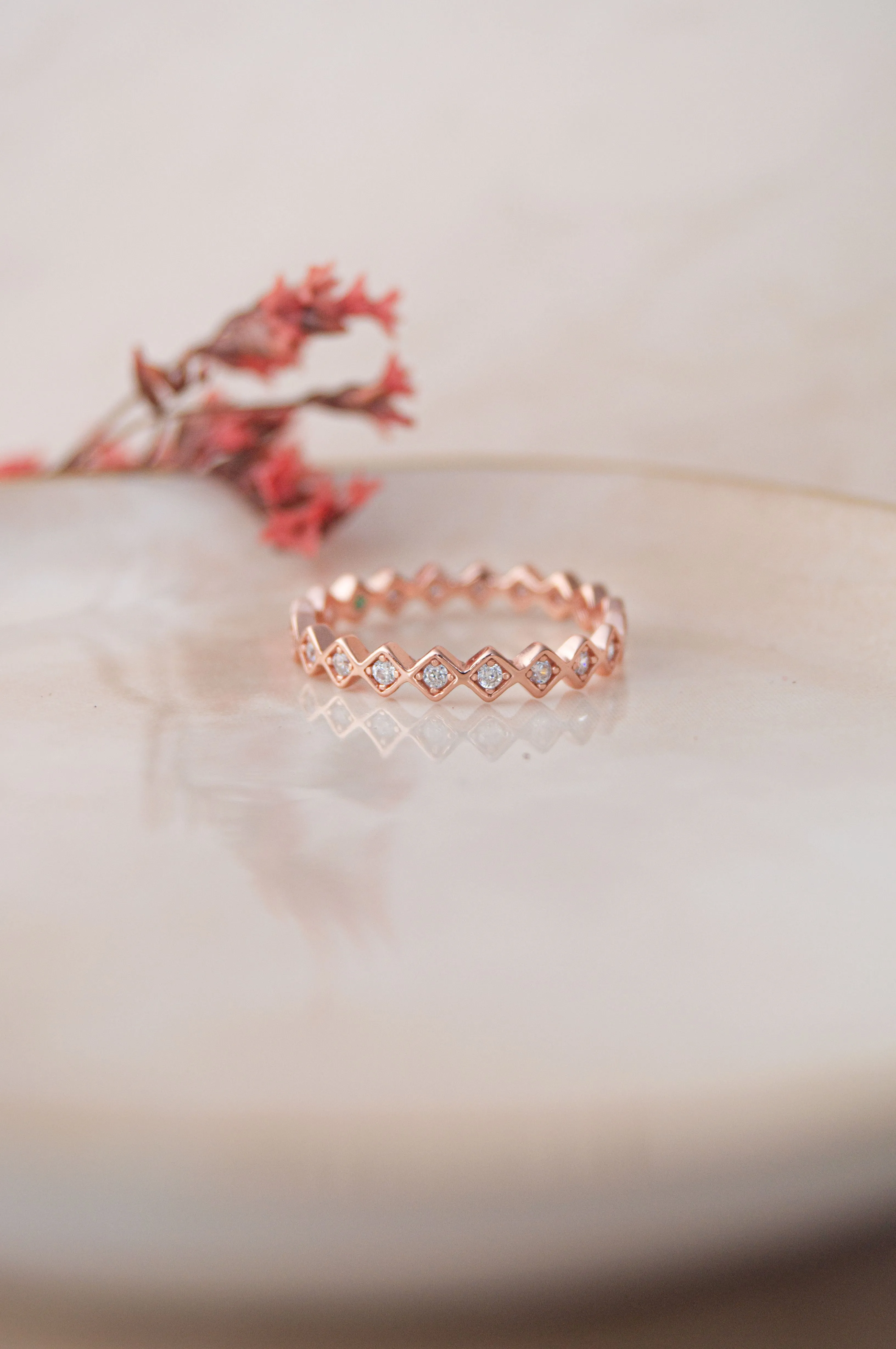 Quirky Yet Elegant Rose Gold Plated Sterling Silver Ring