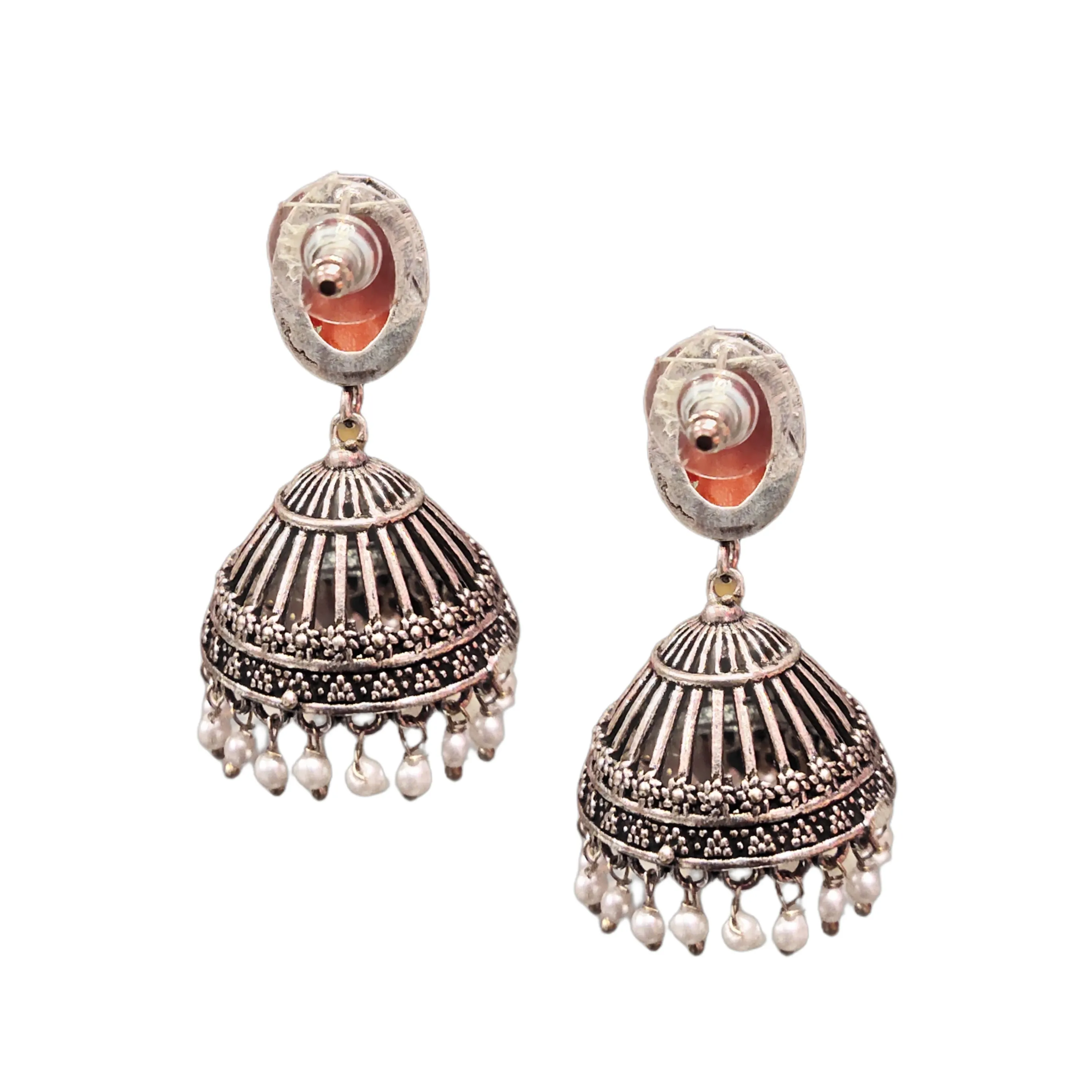 "Dazzling Elegance: Embrace Style with Oxidized Jermon Silver Jhumka Earrings by Asp Fashion Jewellery"