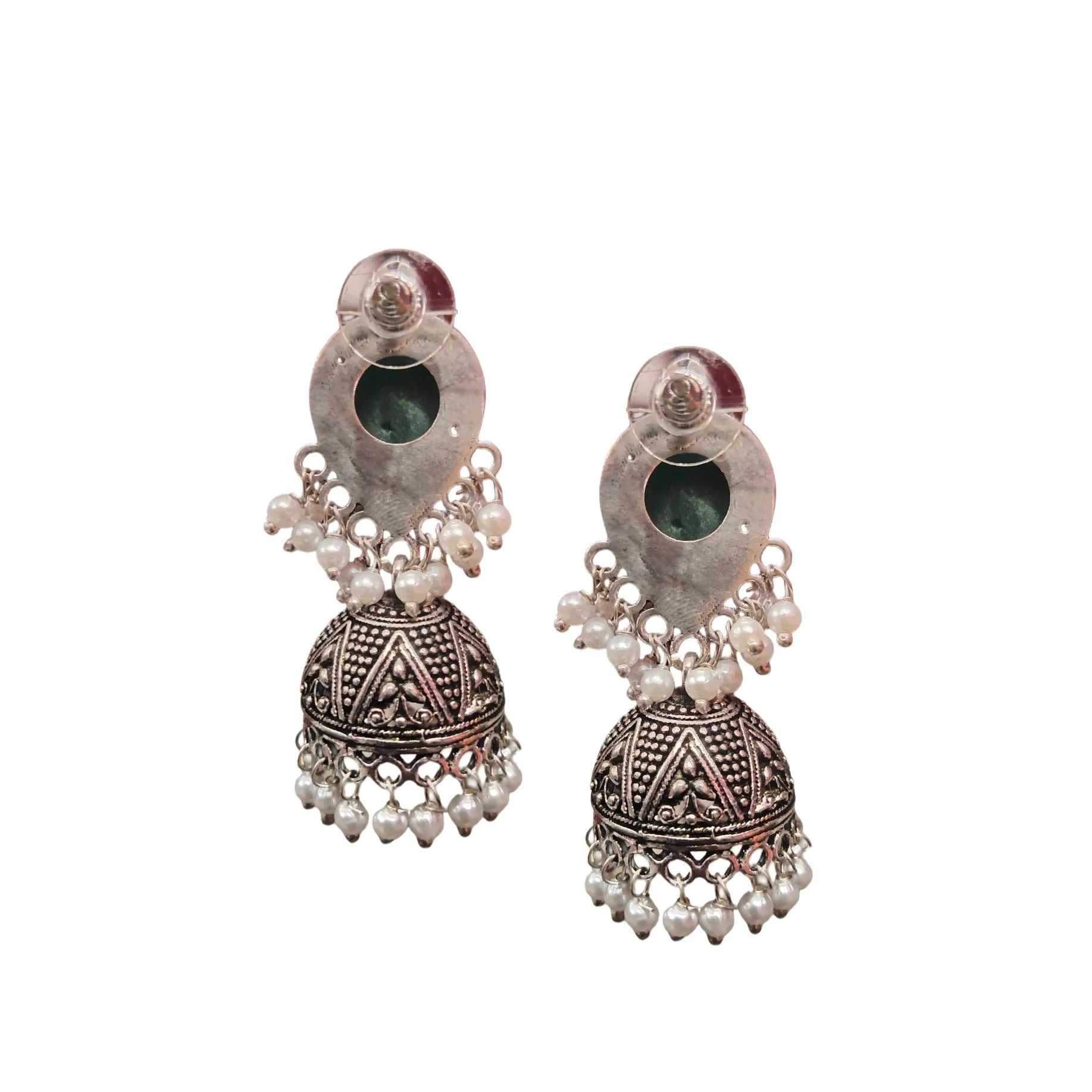 "Shimmering Elegance: Unveiling the Allure of Oxidized Jermon Silver Jhumka Earrings by Asp Fashion Jewellery"