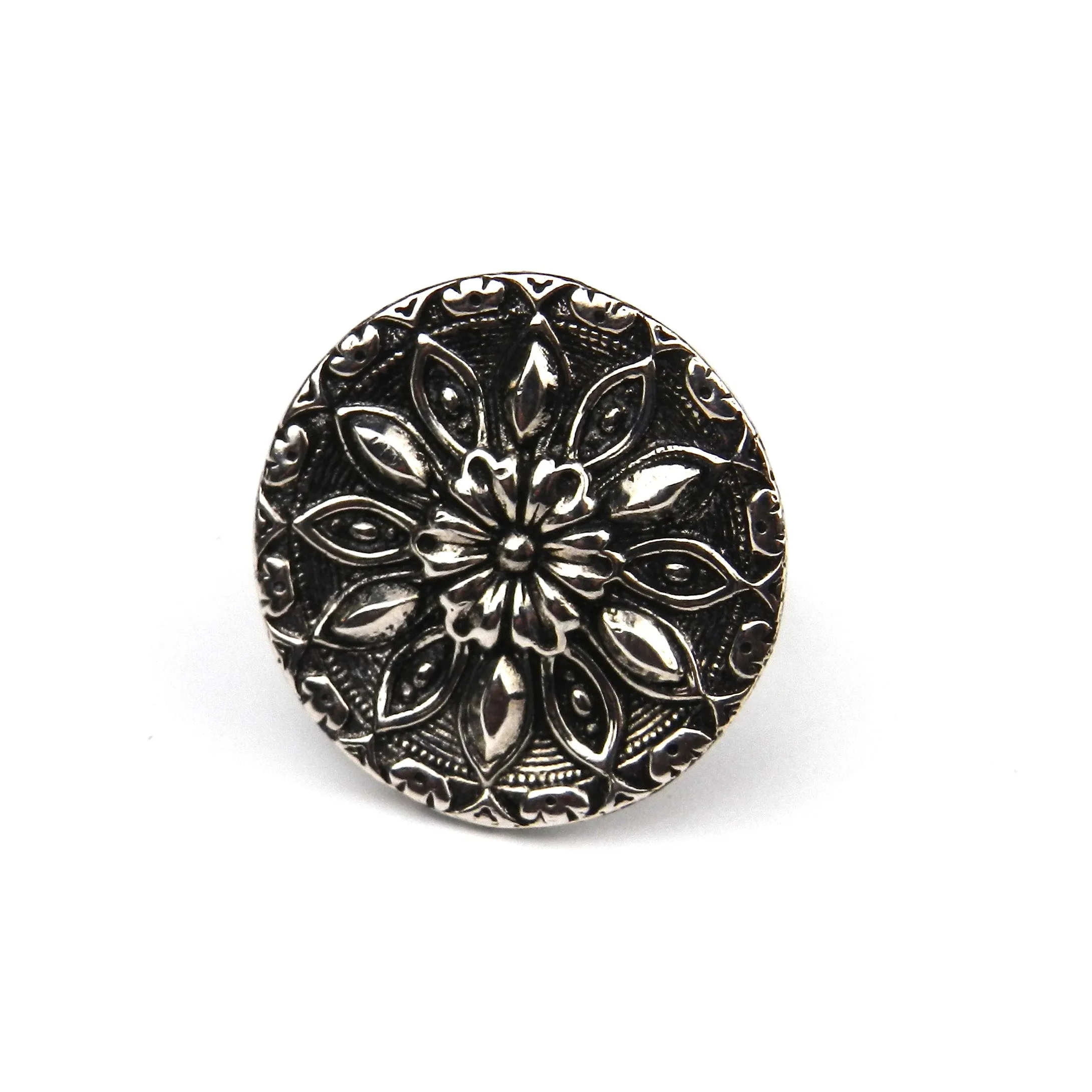 Radiance Antique Button Ring - Sterling Silver Statement Ring