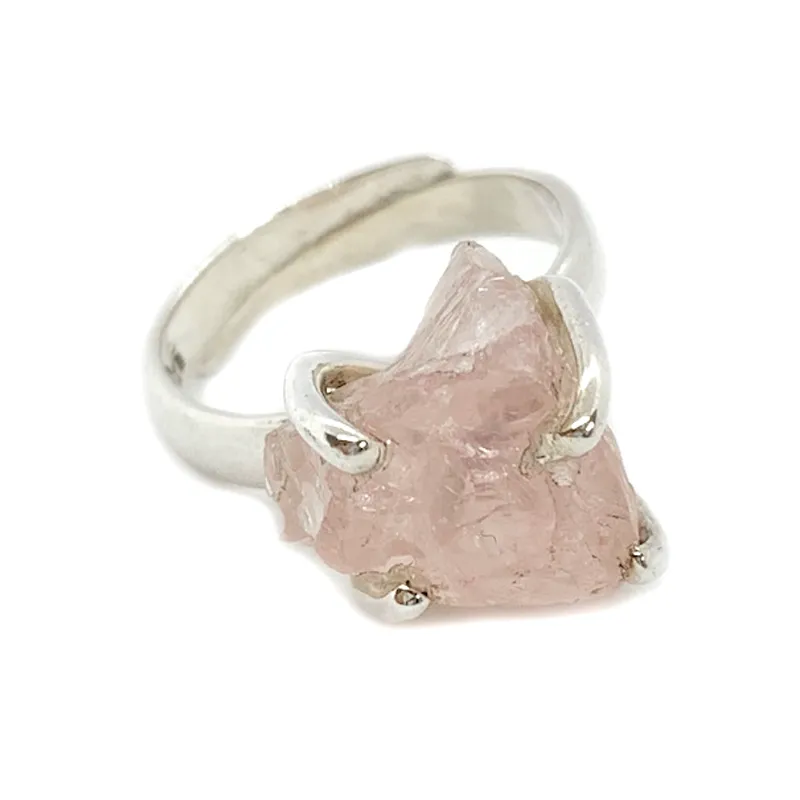 Raw Rose Quartz Boho Ring