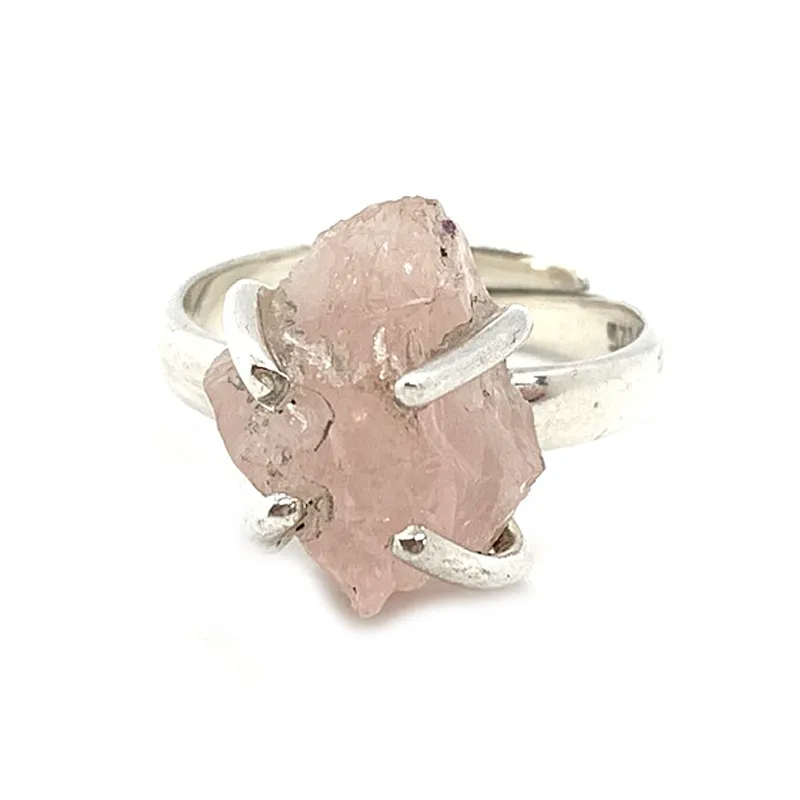 Raw Rose Quartz Boho Ring