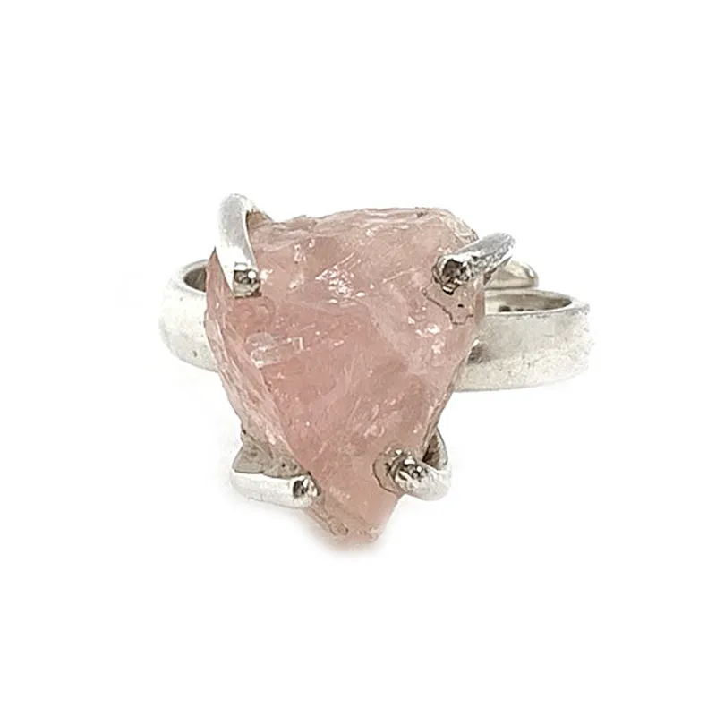 Raw Rose Quartz Boho Ring