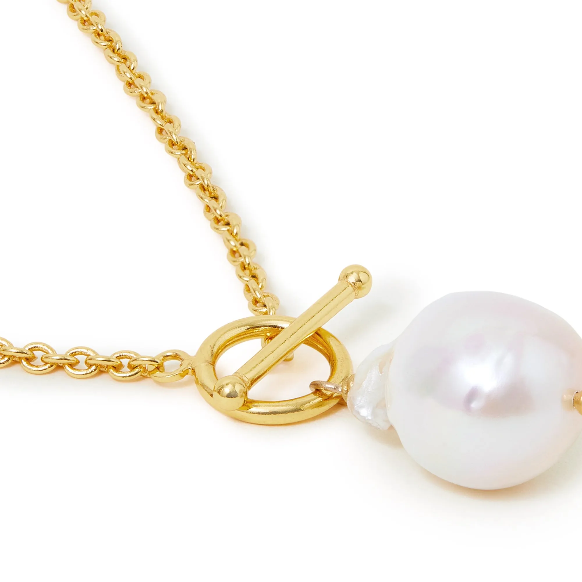 Real Gold-Plated Baroque Pearl Rope Chain Necklace