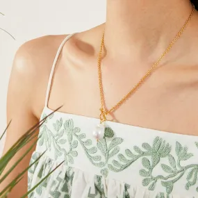 Real Gold-Plated Baroque Pearl Rope Chain Necklace