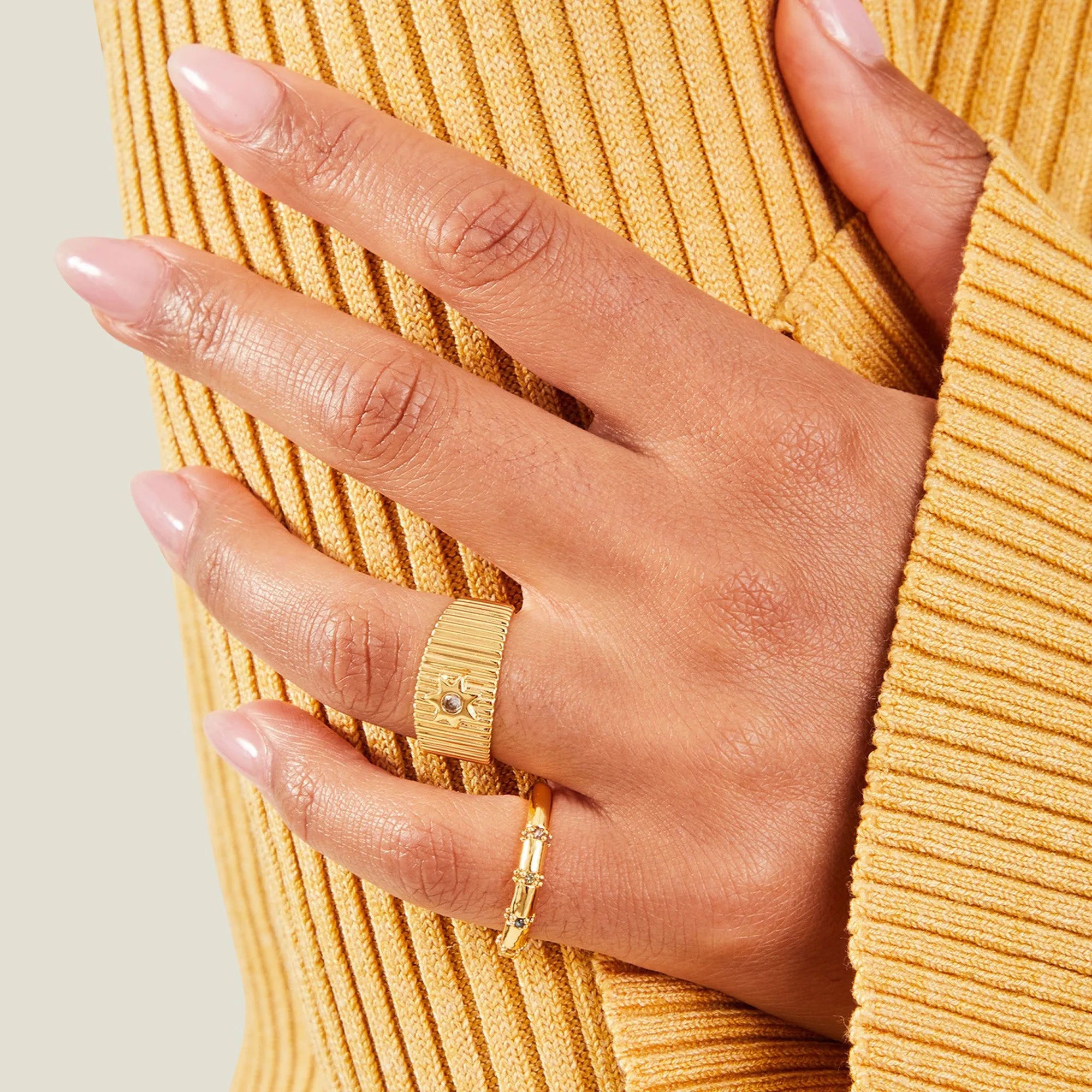 Real Gold-Plated Corrugated Ring-Small