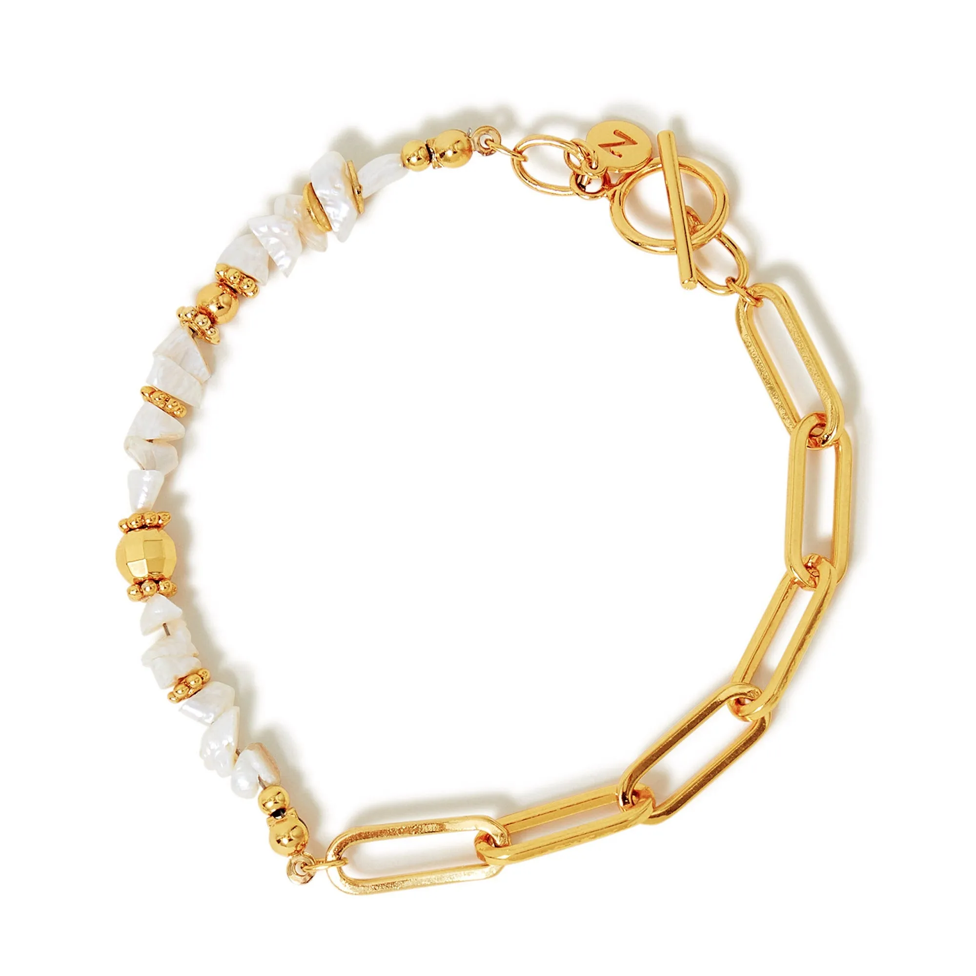 Real Gold-Plated Keshi Pearl Bracelet