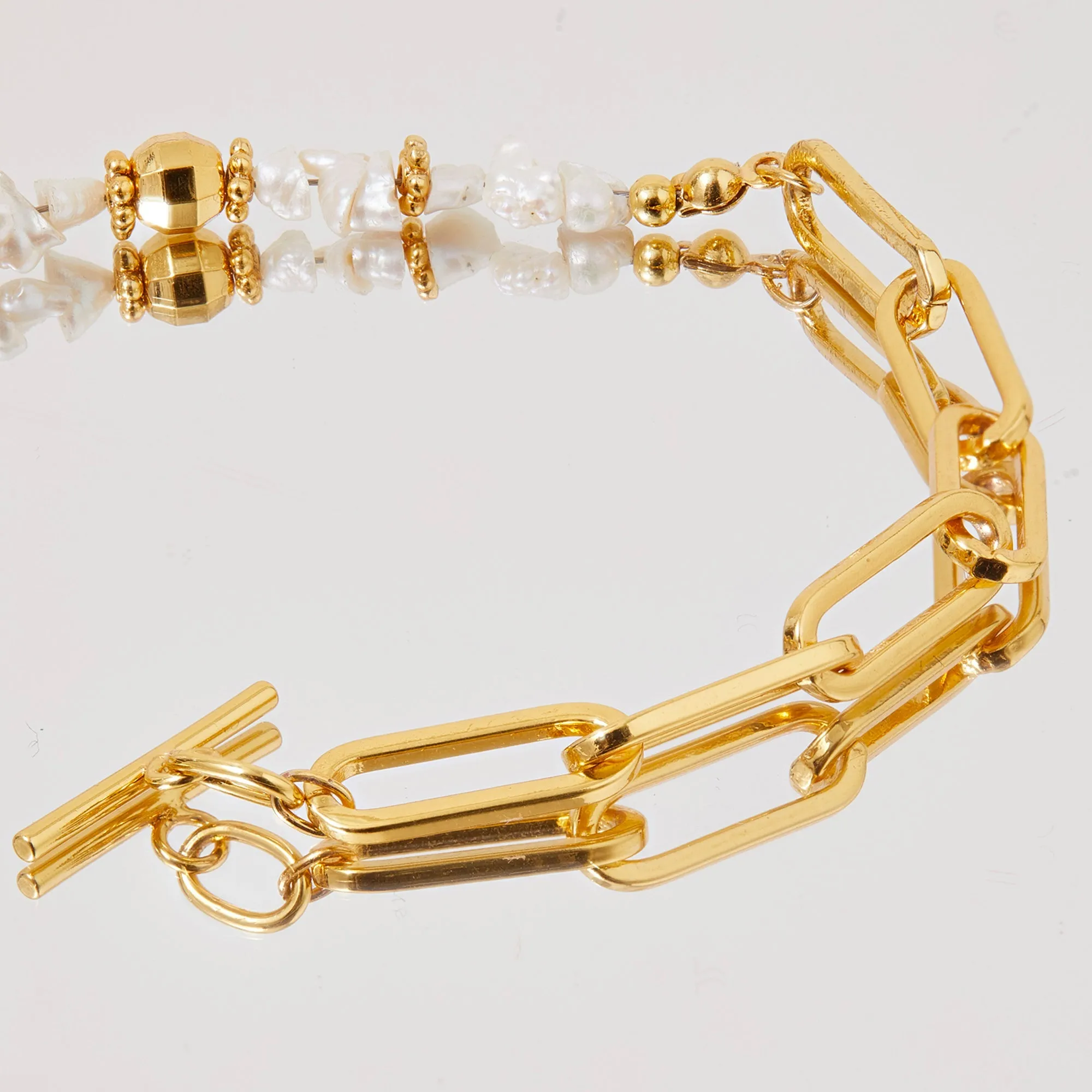 Real Gold-Plated Keshi Pearl Bracelet