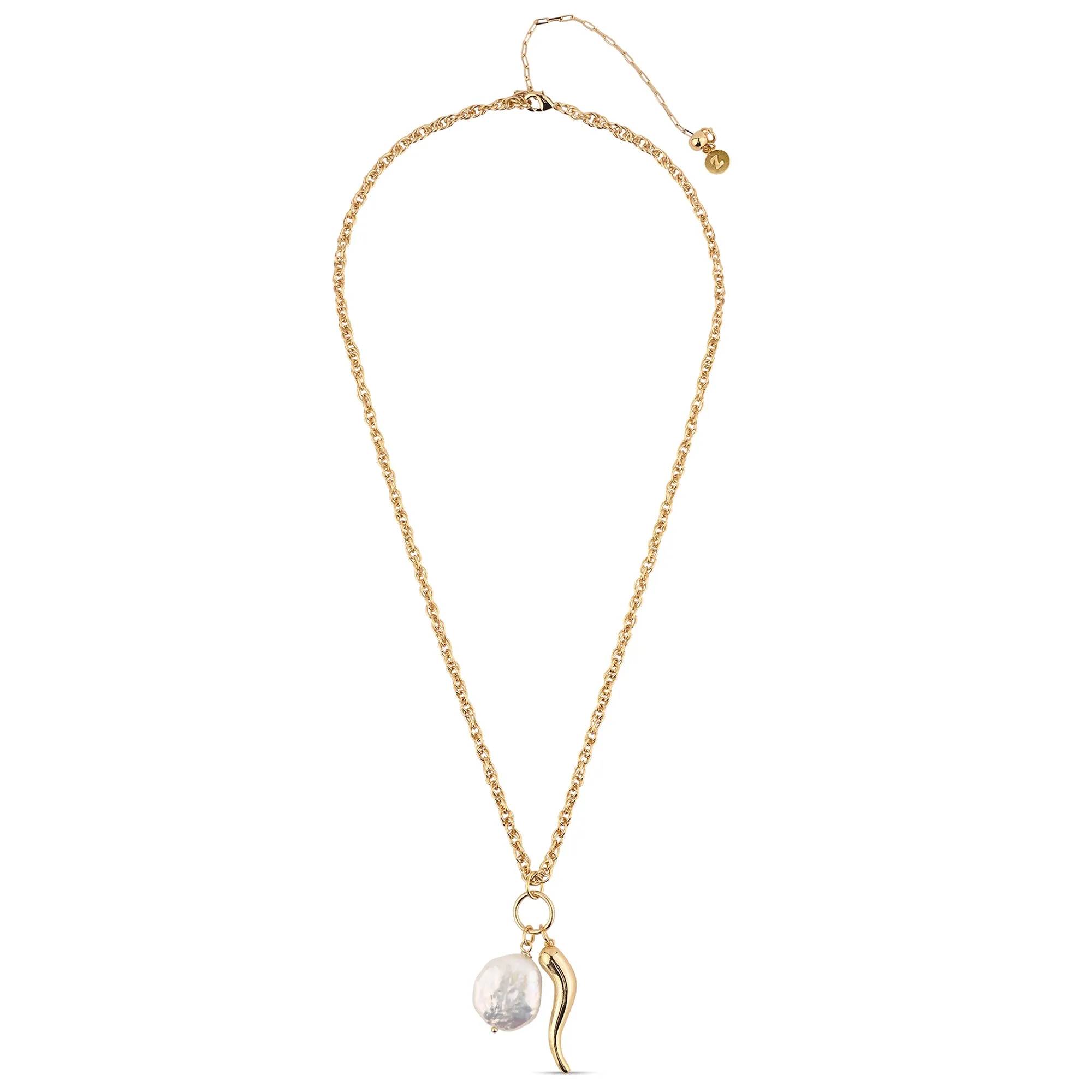 Real Gold Plated Long Rope Charm Necklace