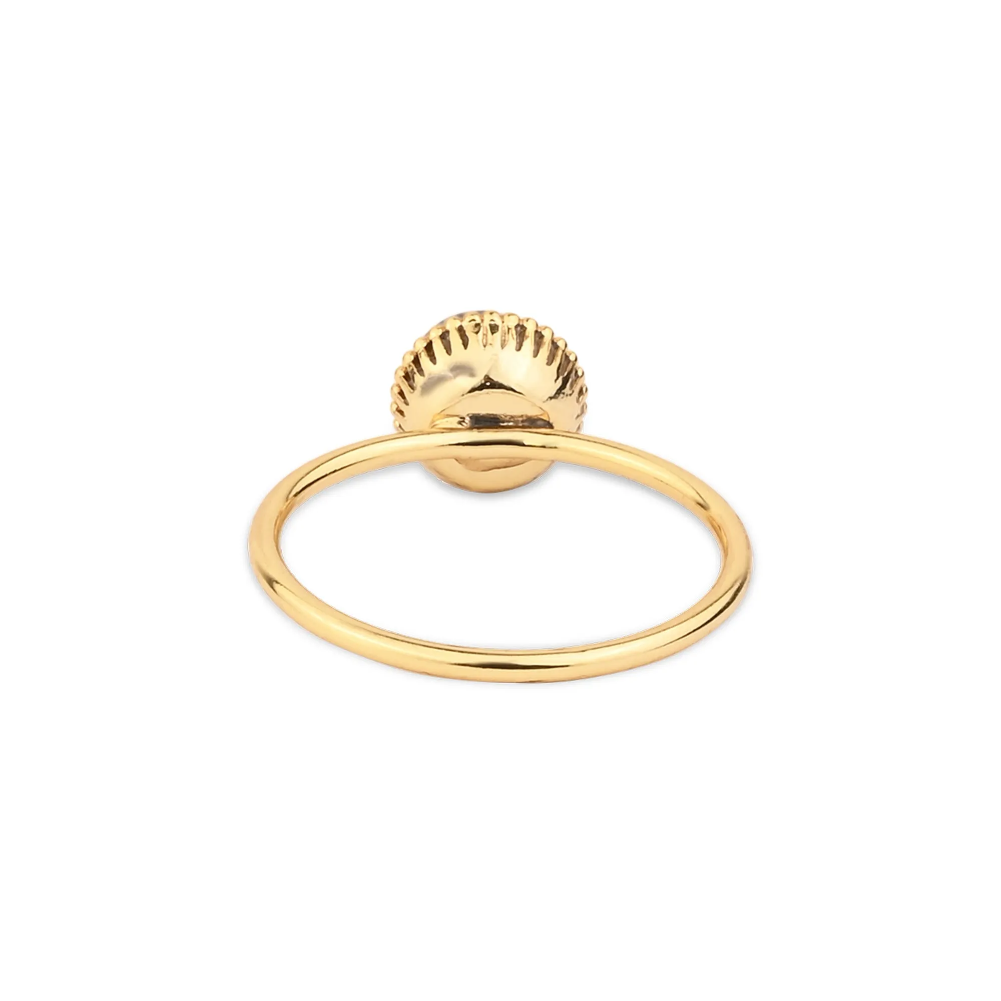 Real Gold-Plated Pearl Ring Grey-Small