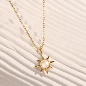 Real Gold-Plated Star Pearl Pendant Necklace