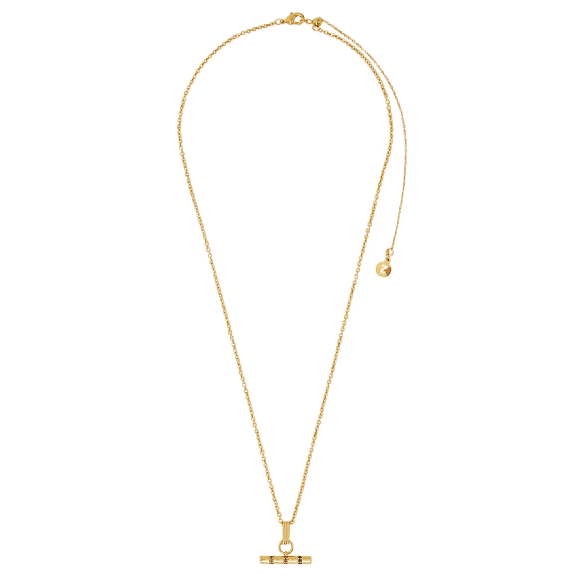 Real Gold-Plated T-Bar Necklace