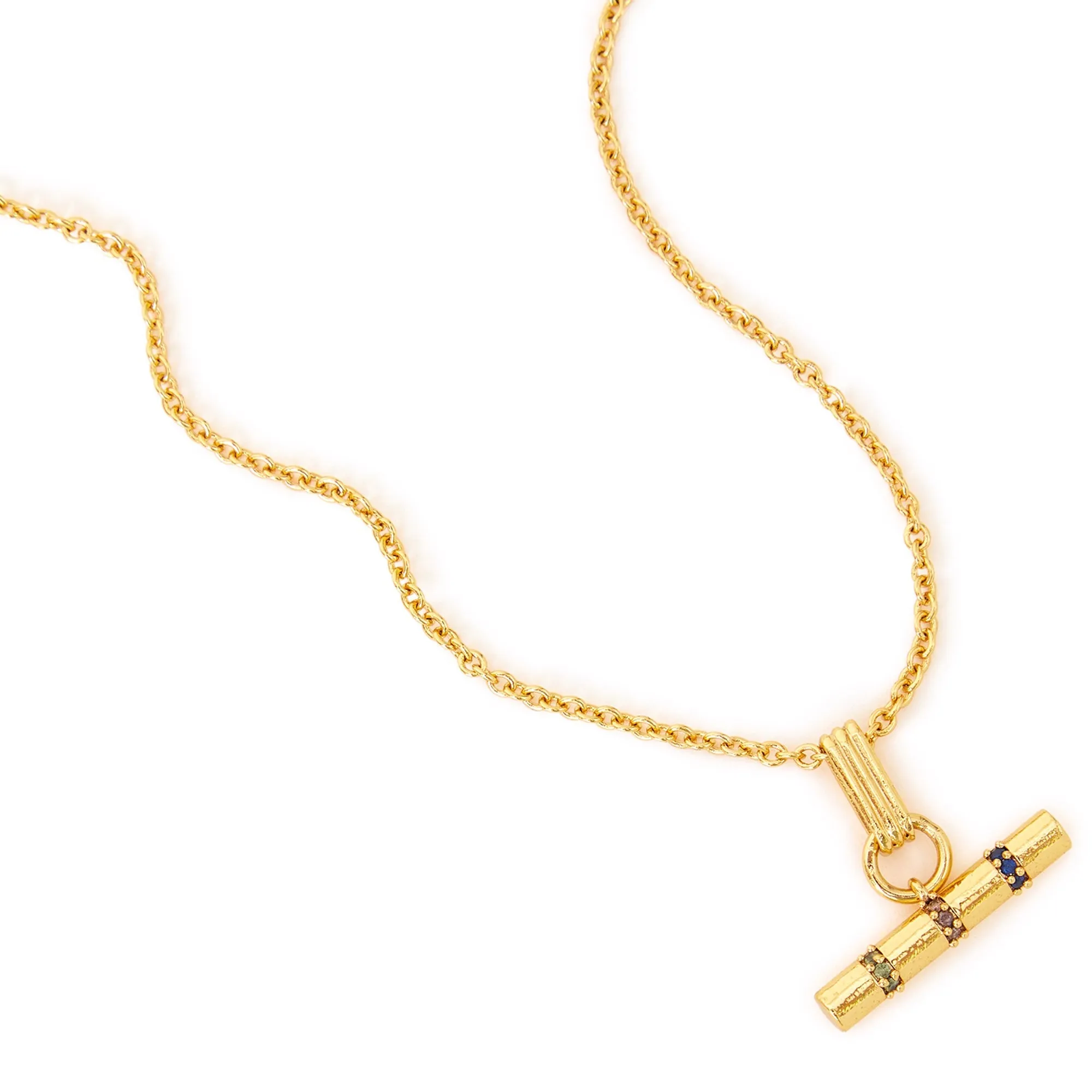 Real Gold-Plated T-Bar Necklace