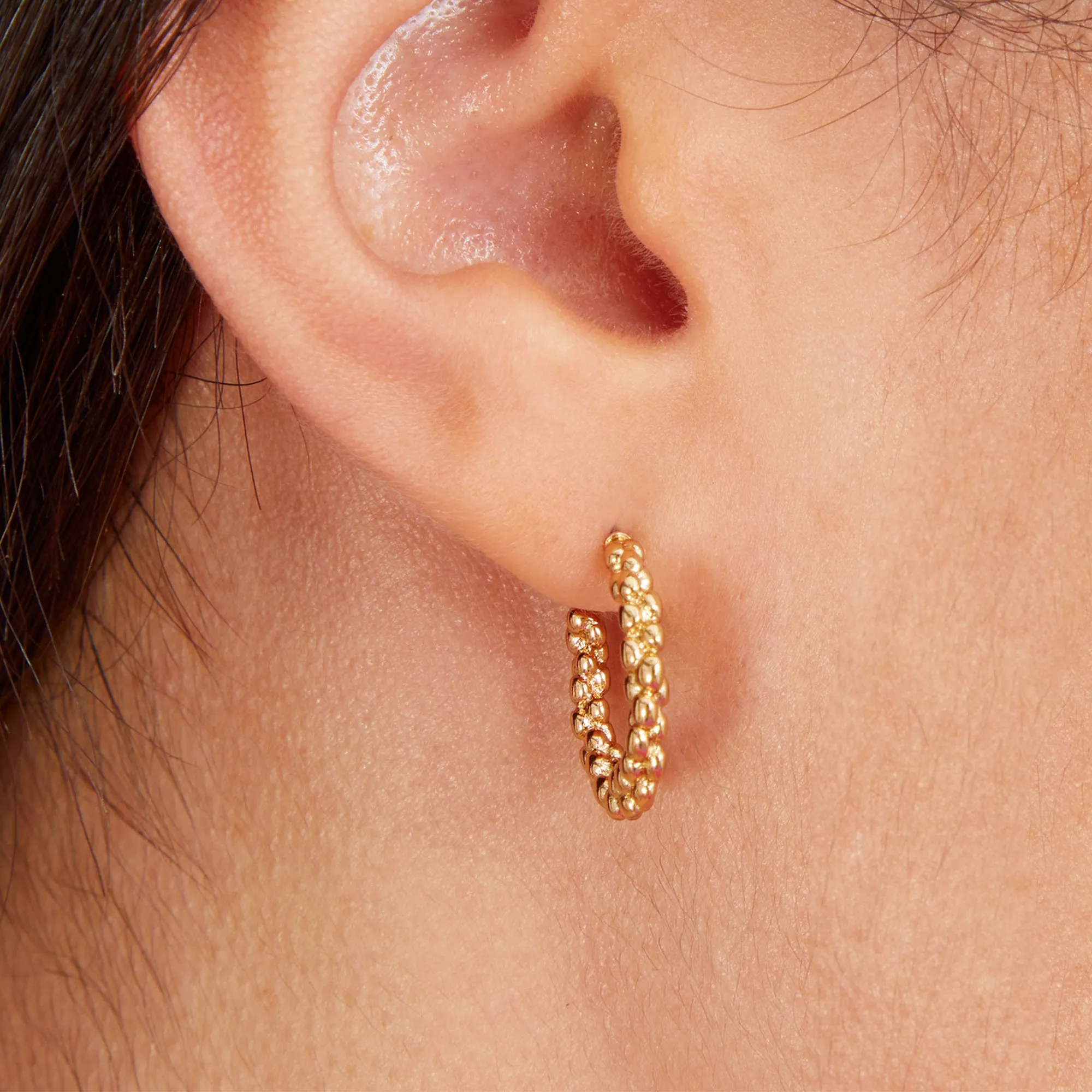 Real Gold Plated Z Bobble Chubby Hoops