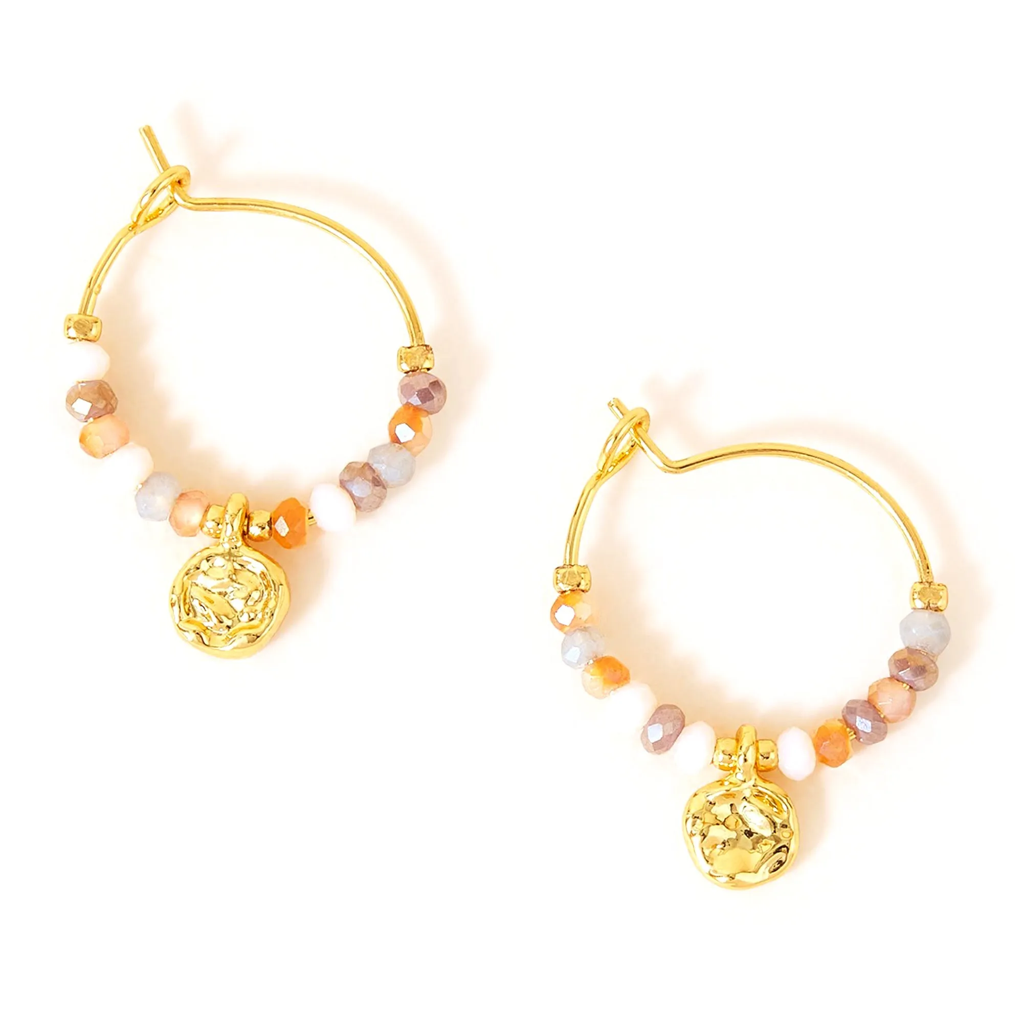 Real Gold Plated Z Charm Beaded Earring