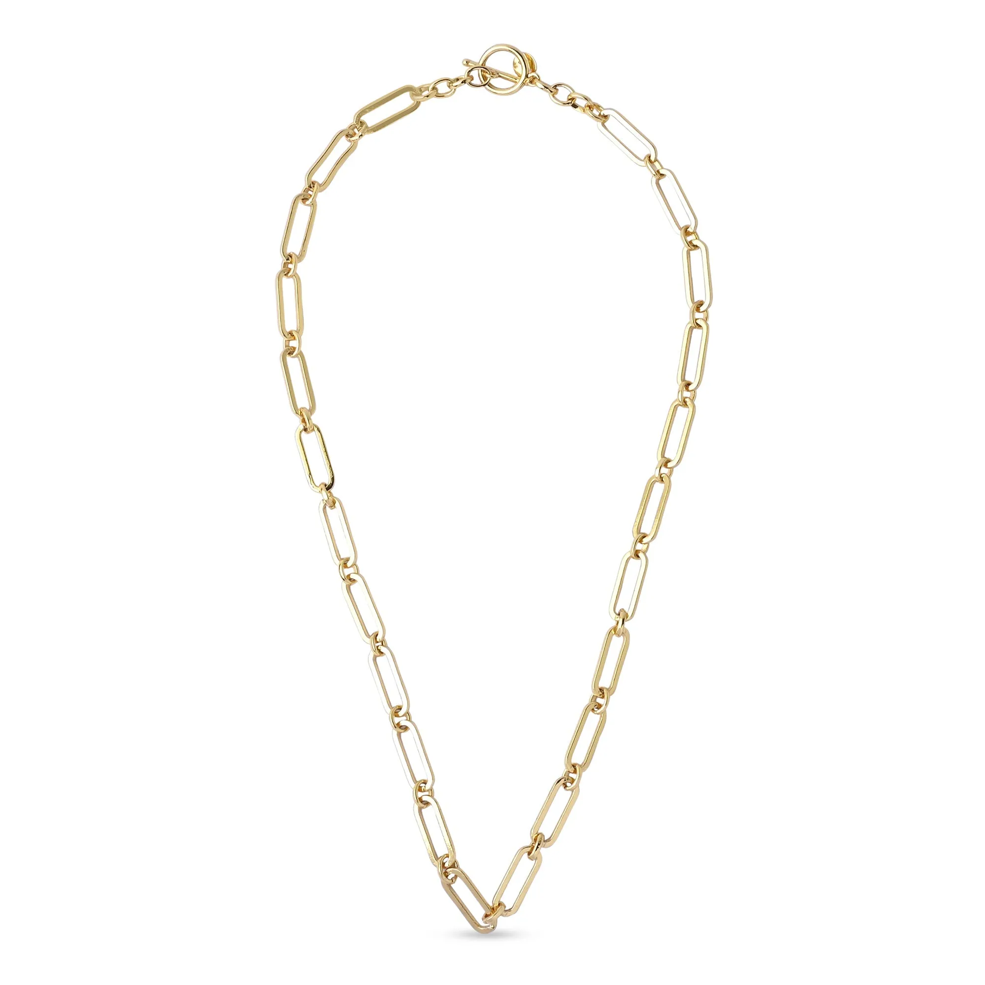 Real Gold Plated Z Elongated Link Necklace