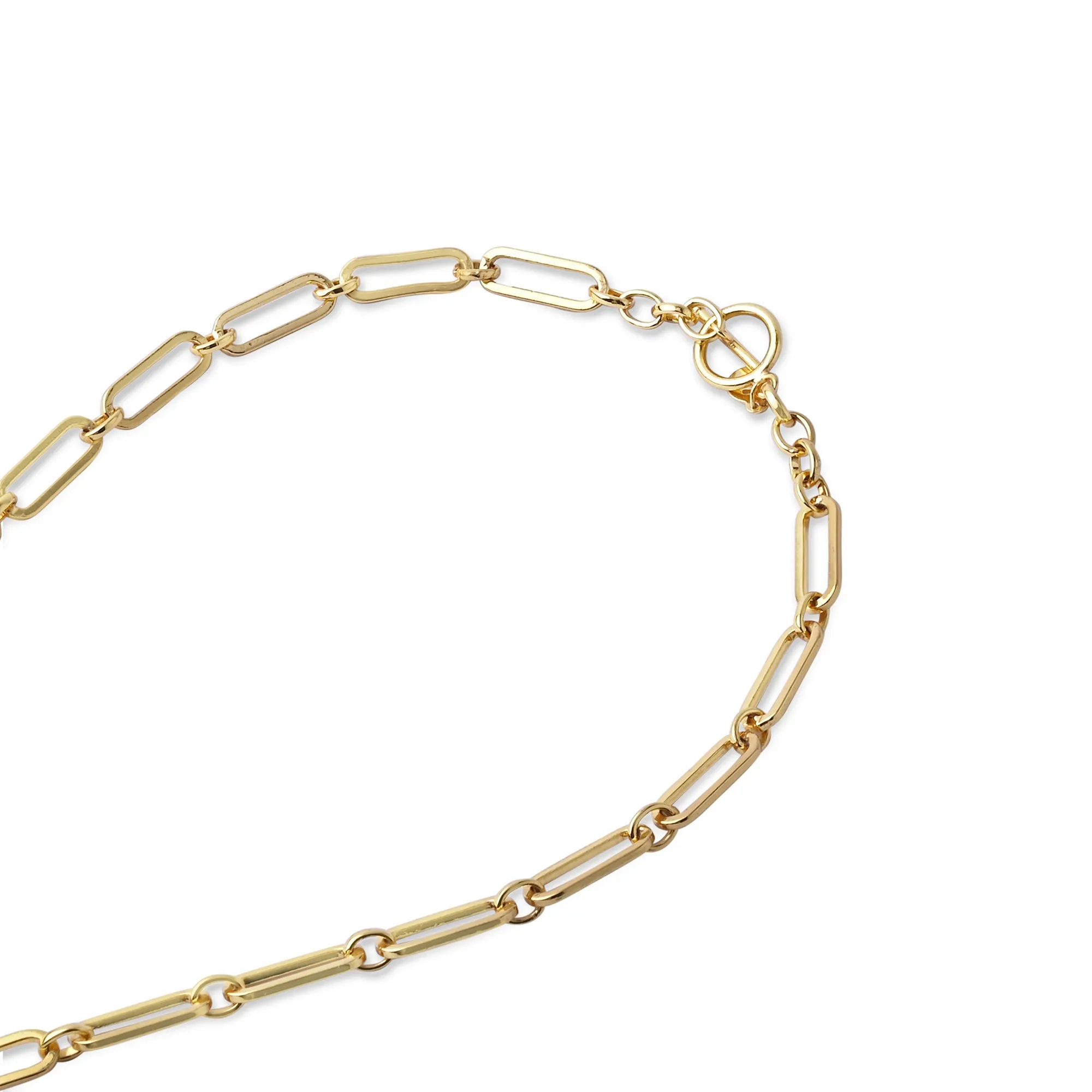 Real Gold Plated Z Elongated Link Necklace