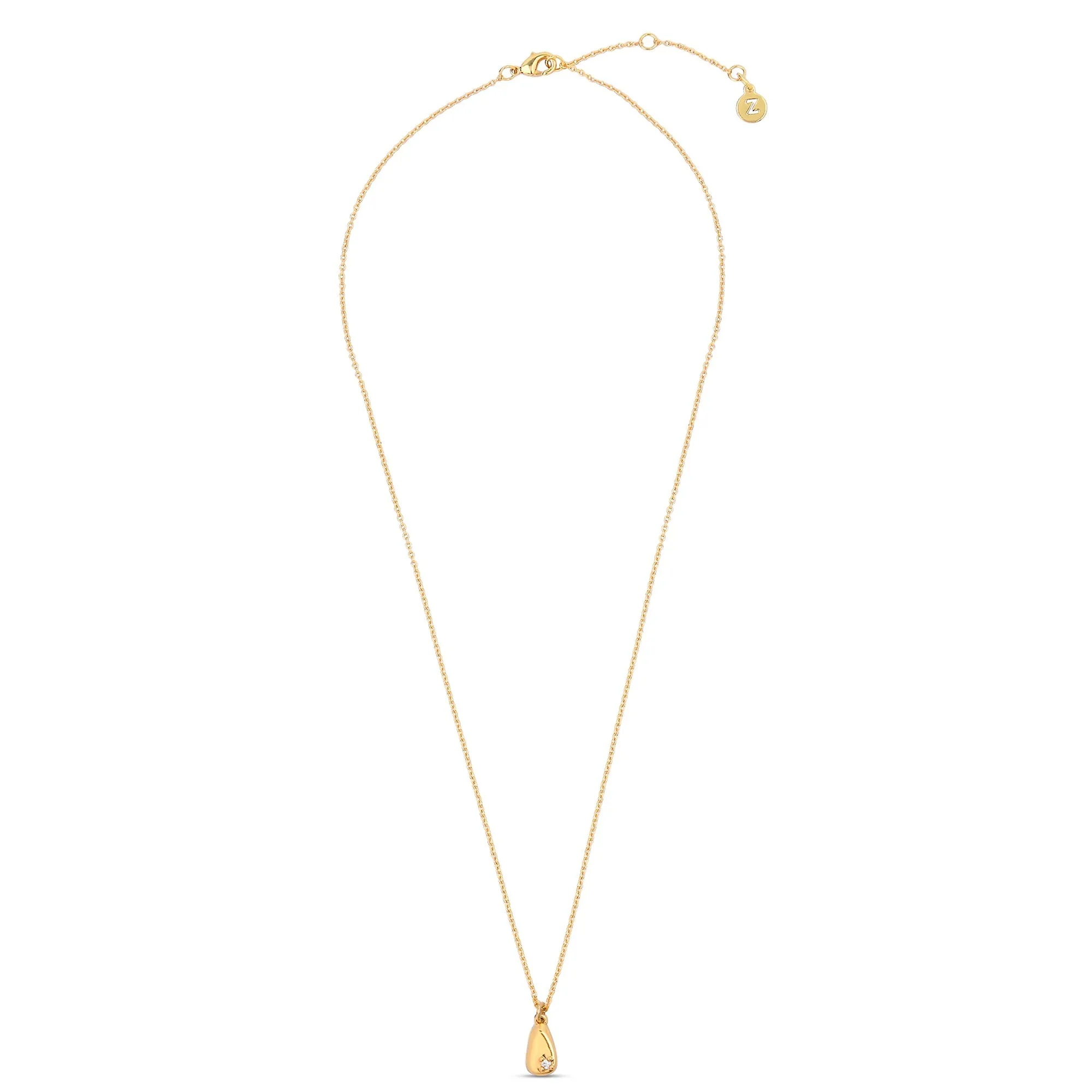 Real Gold Plated Z Flat Pendant Necklace