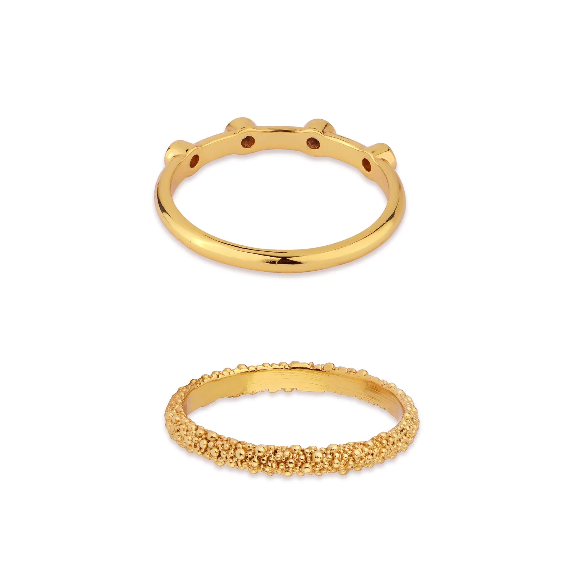 Real Gold Plated Z Gold Sparkle Rings Set Of Two-Small