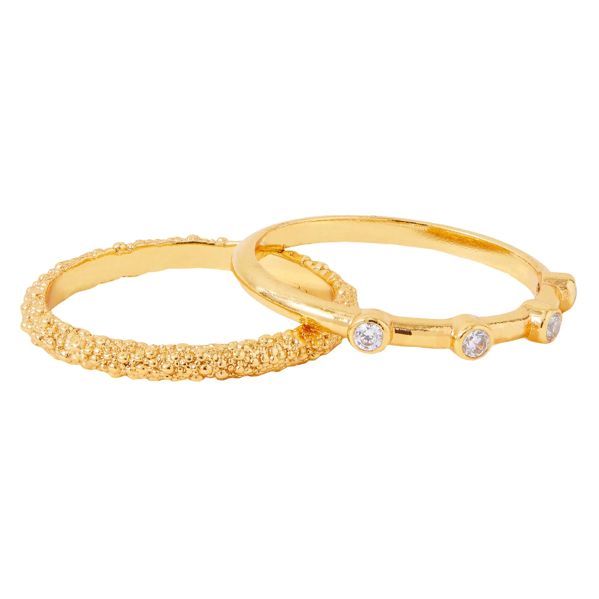 Real Gold Plated Z Gold Sparkle Rings Set Of Two-Small