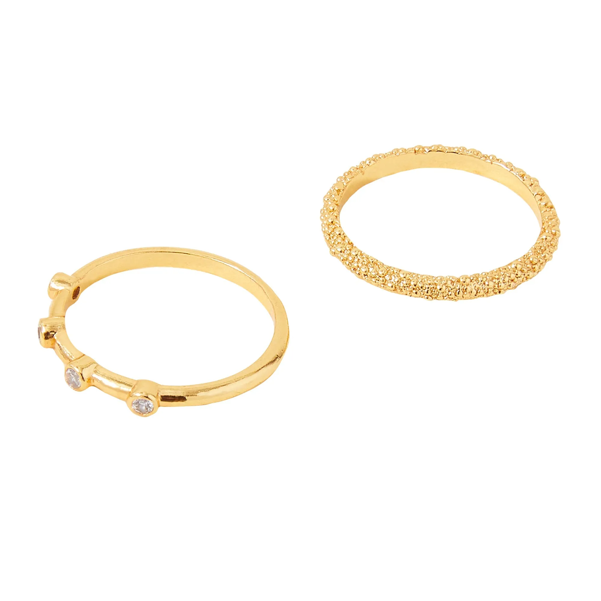 Real Gold Plated Z Gold Sparkle Rings Set Of Two-Small